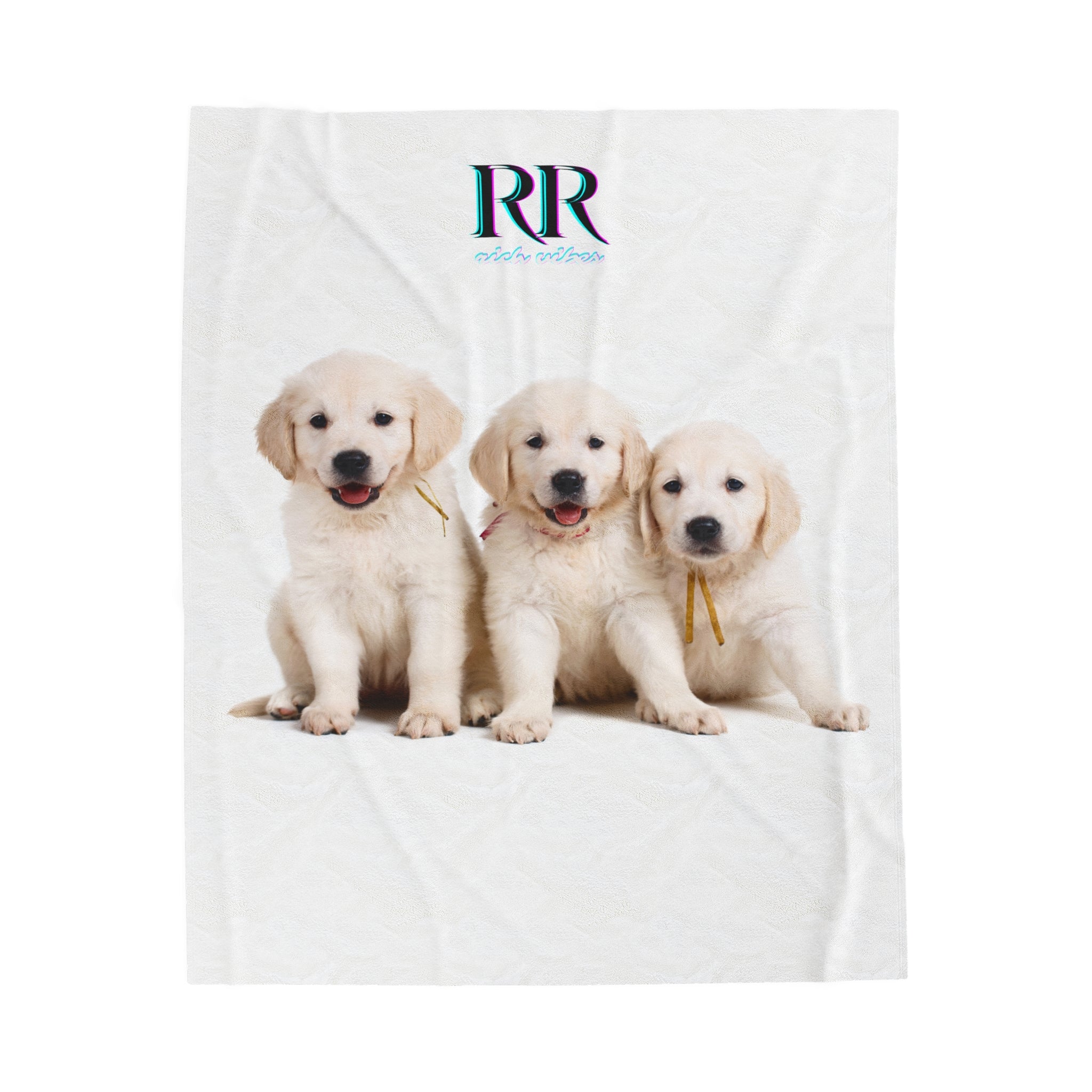 Rich Vibes RR Three White Retriever Pups - Velveteen Plush Blanket White