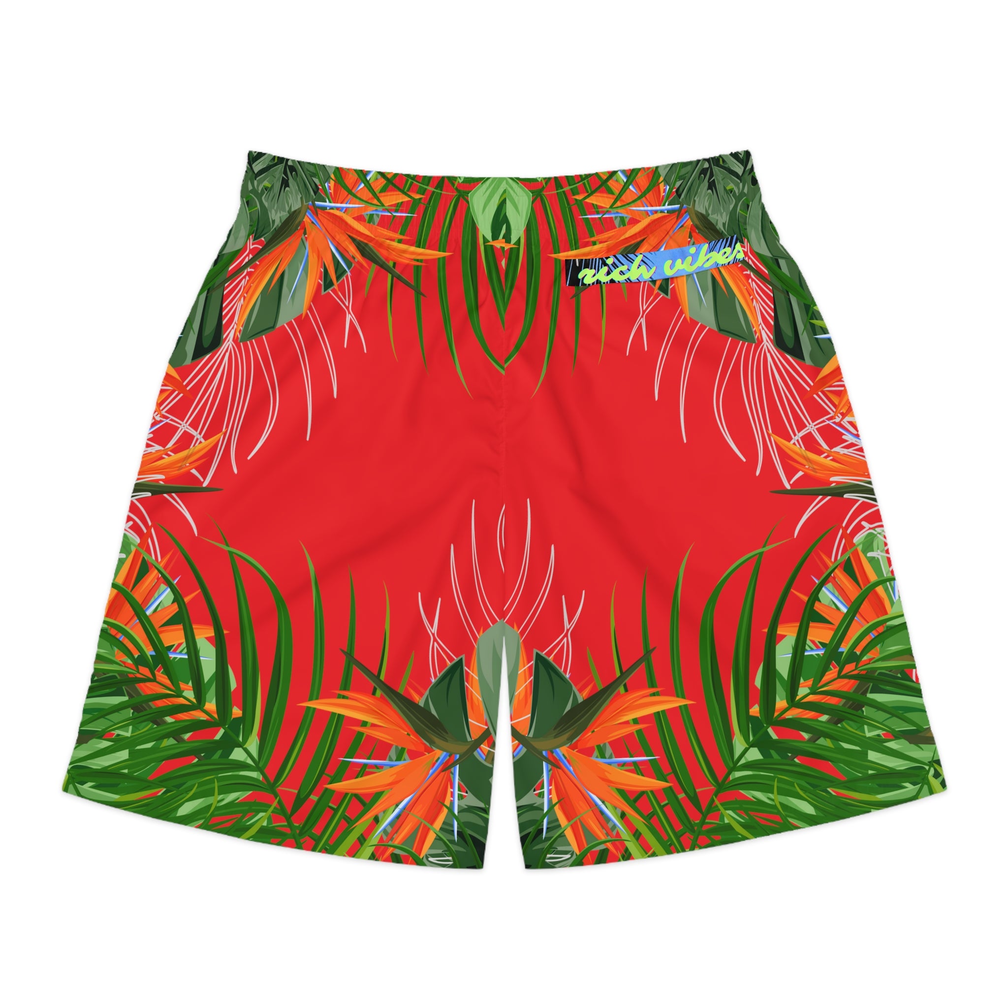 Rich Vibes Volt Infrared Tropical Jungle Print - Men's Jogger Shorts (AOP)Black
