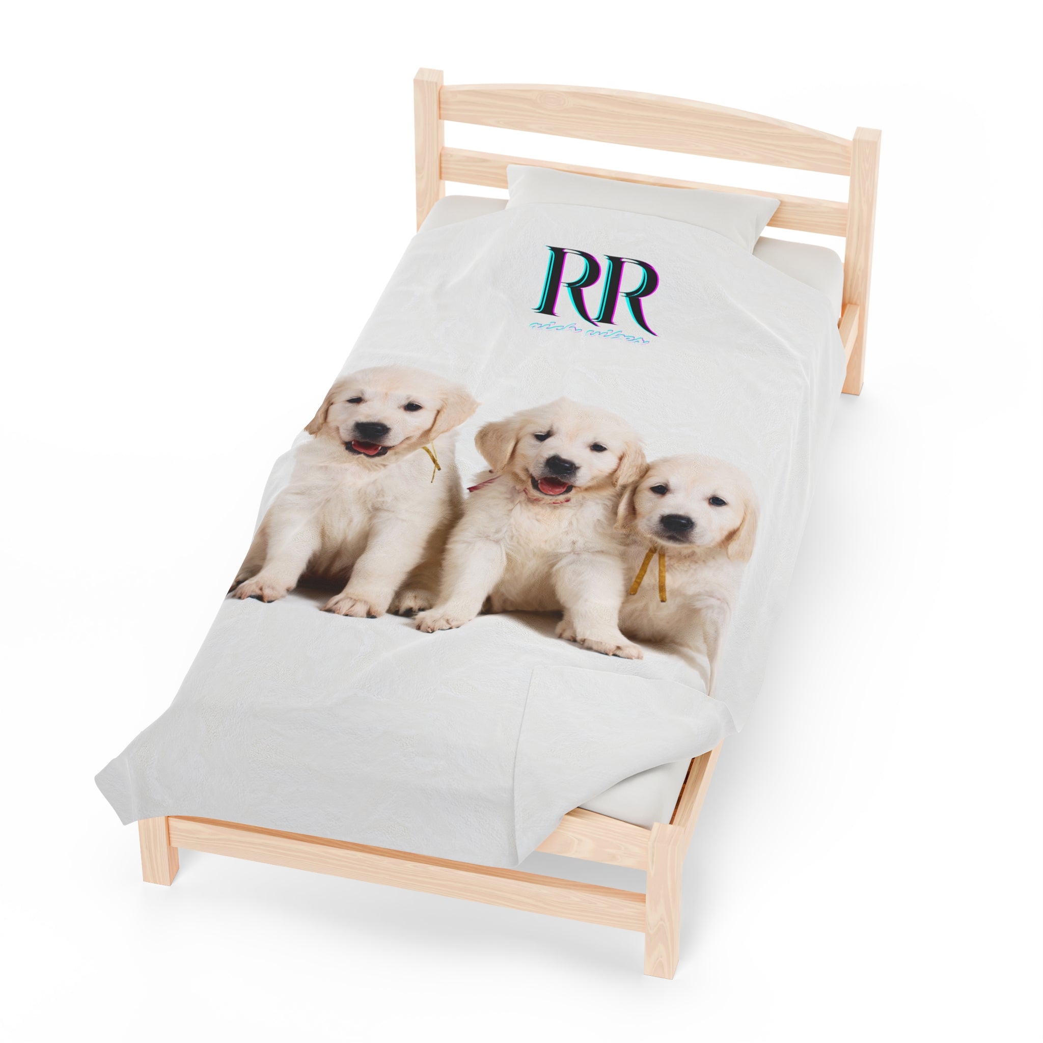 Rich Vibes RR Three White Retriever Pups - Velveteen Plush Blanket White