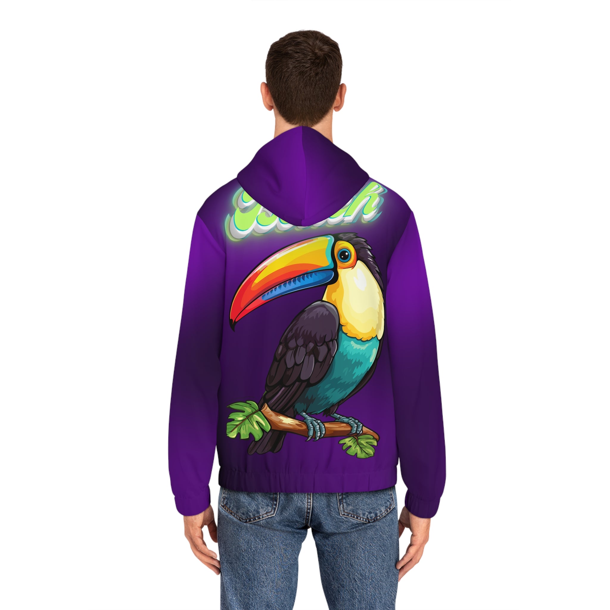 Rich Vibes RR Volt Green Tropical Purple Beach Bird 1.0 - Men's Full-Zip Hoodie (AOP)