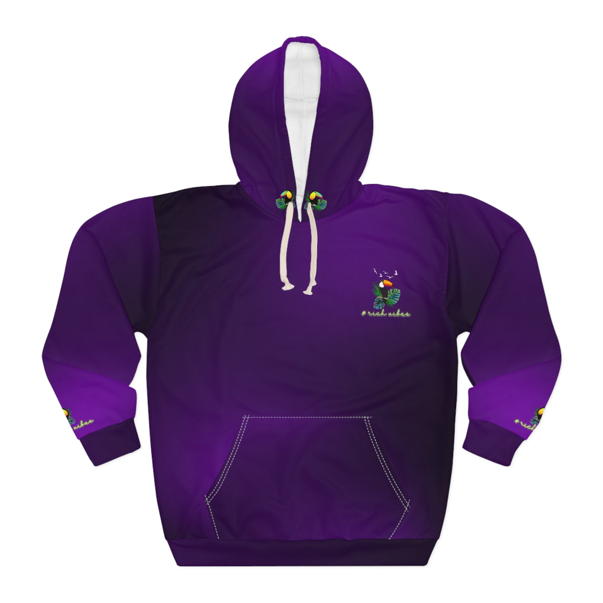 Rich Vibes Tropical Purple Volt RR Tropical Jungle Tiger 1.0 - Unisex Pullover Hoodie (AOP)
