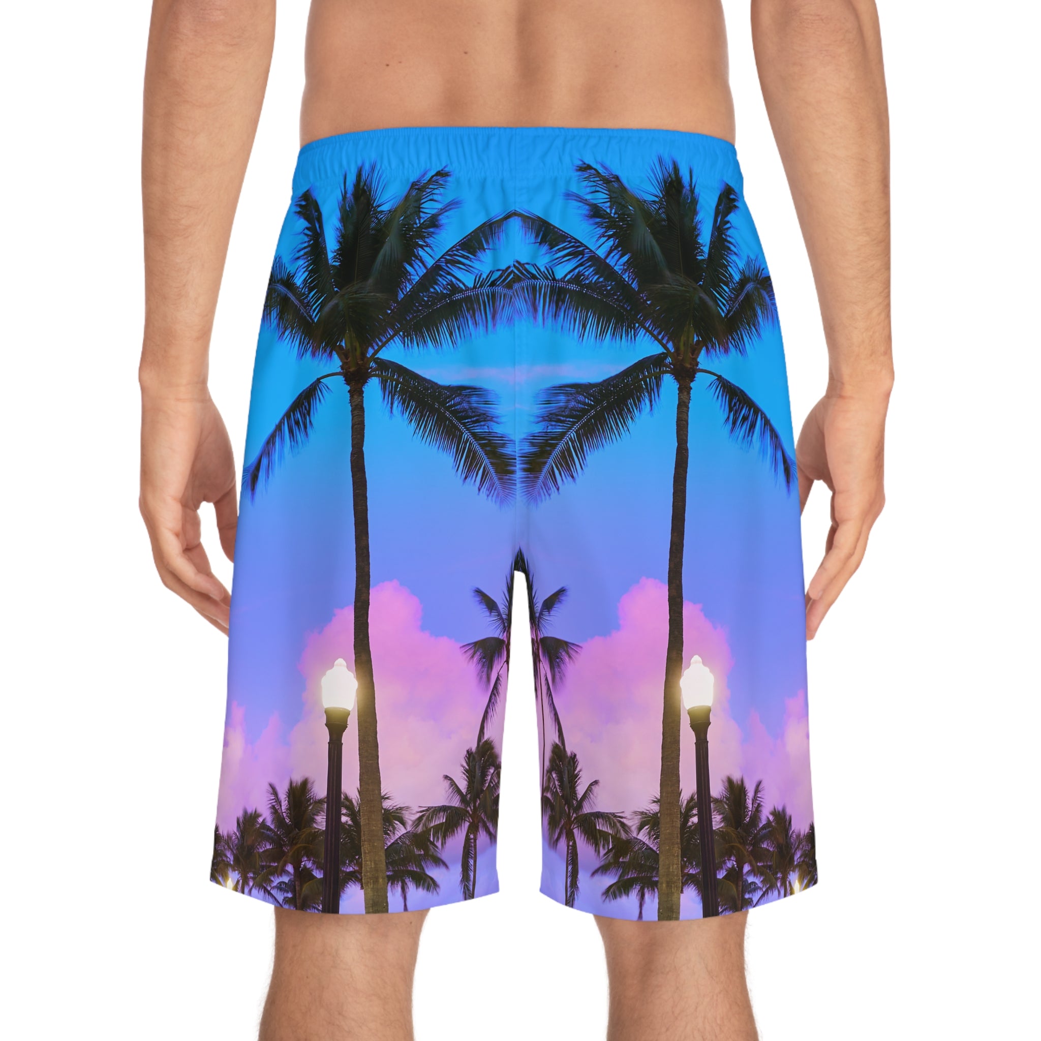 Rich Vibes RR Purple Sunset Volt Tiger Shield 1.0 - Men's Board Shorts (AOP)