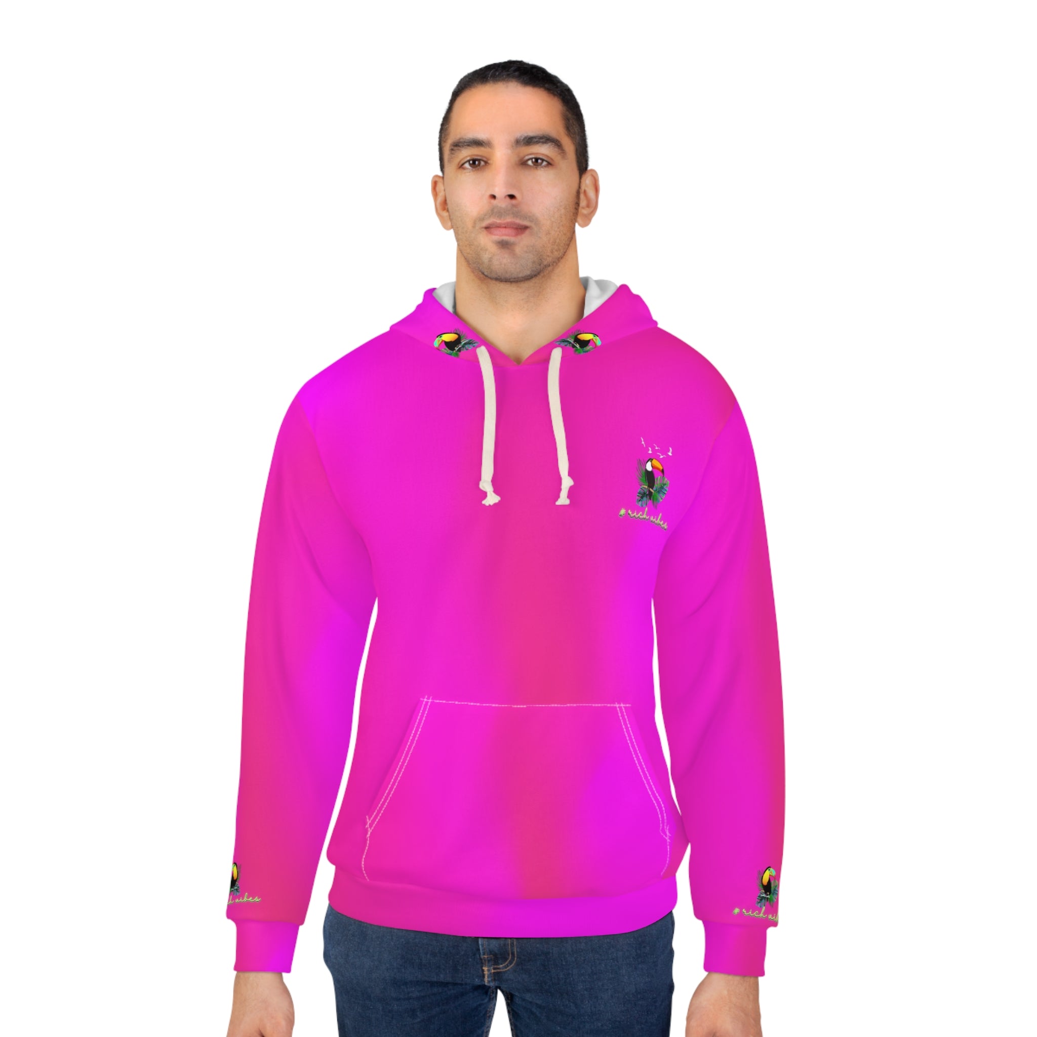 Rich Vibes Tropical Pink Volt RR Tropical Jungle Tiger 1.0 - Unisex Pullover Hoodie (AOP)