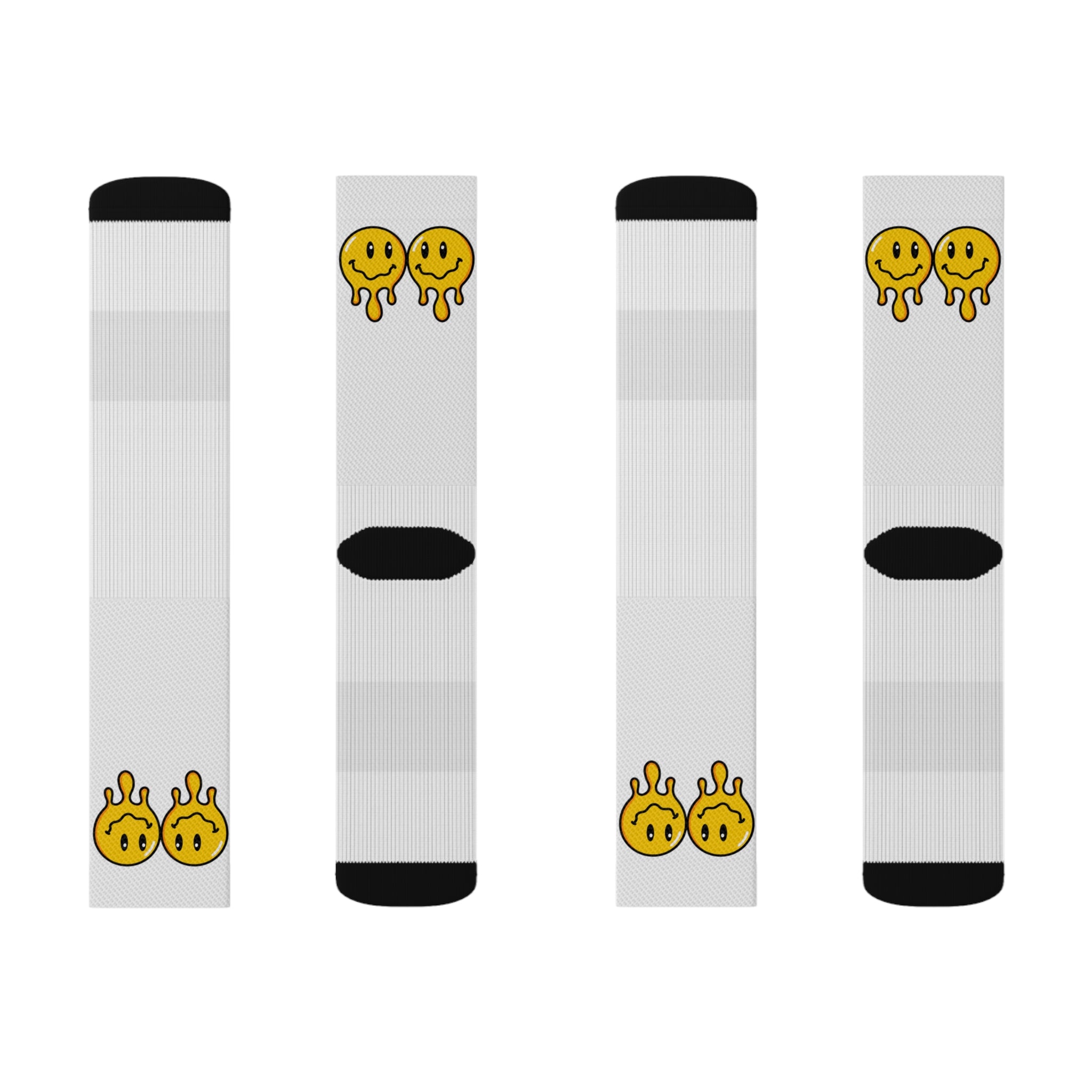 Rich Drip Drippy Smiley Faces - Sublimation Socks White