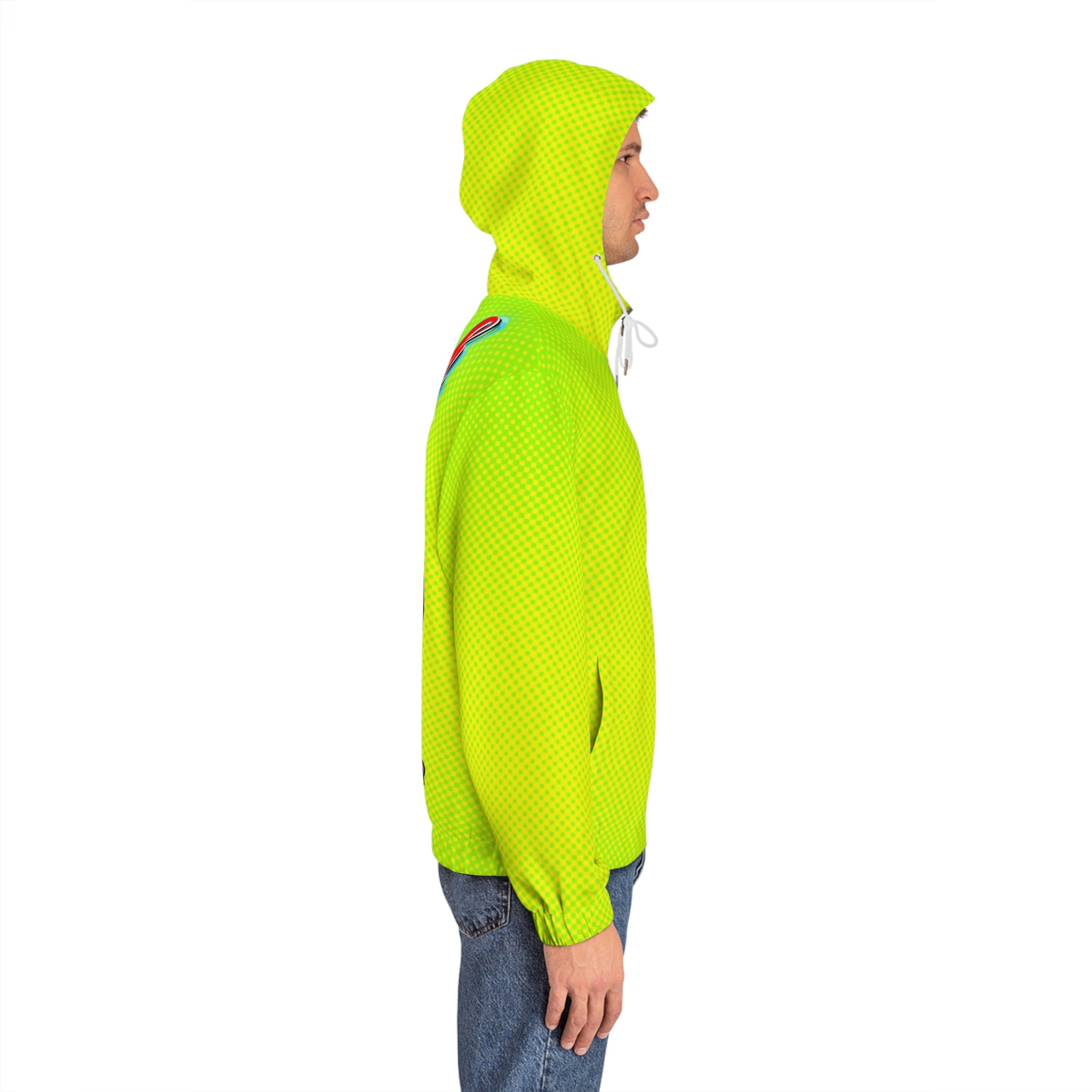 Rich Vibes RR Volt Green Red Tropical Beach Bird 1.0 - Men's Full-Zip Hoodie (AOP)