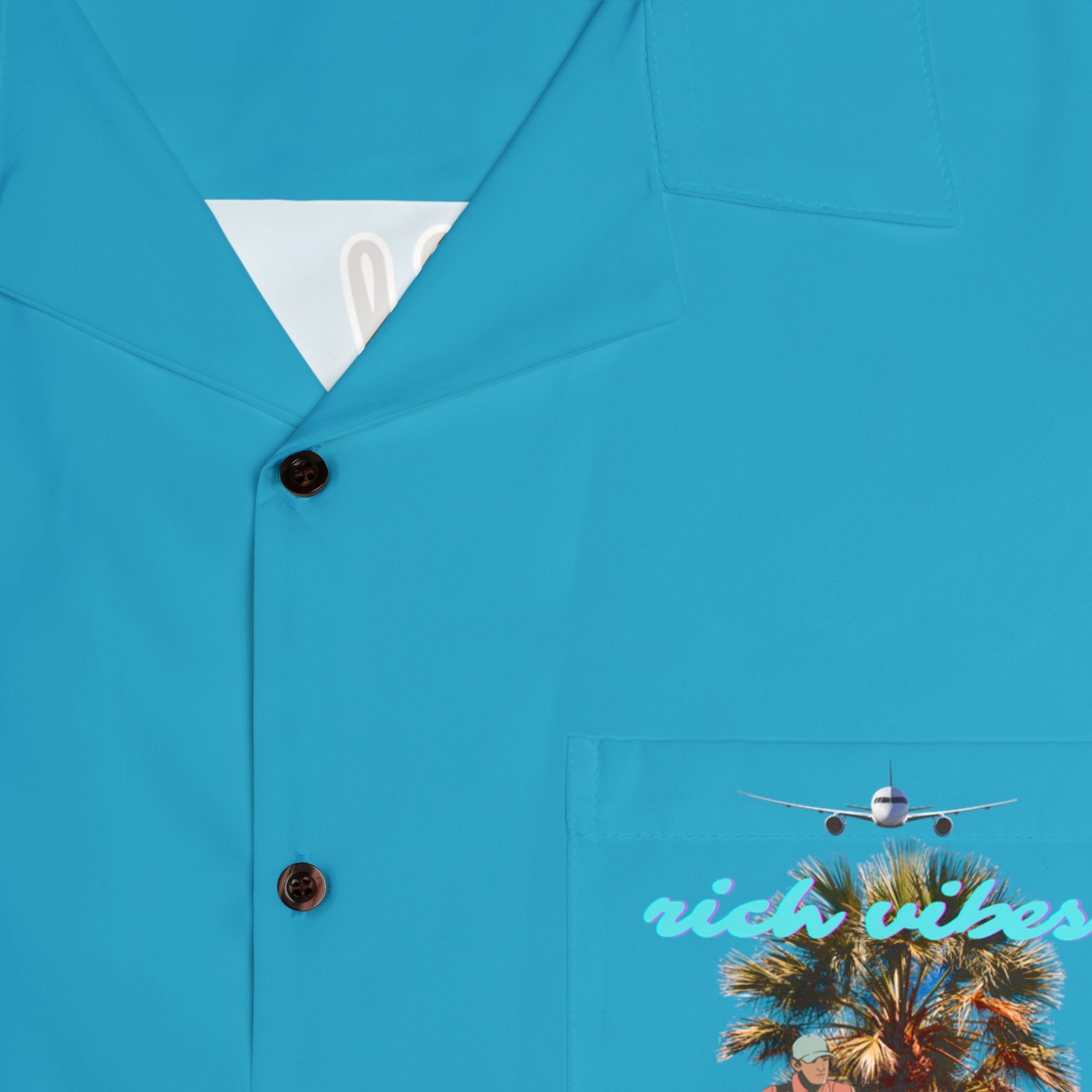 Rich Vibes RV Golfer's Palm Tree Chill Vibes - Men's Hawaiian Shirt (AOP)Turquoise