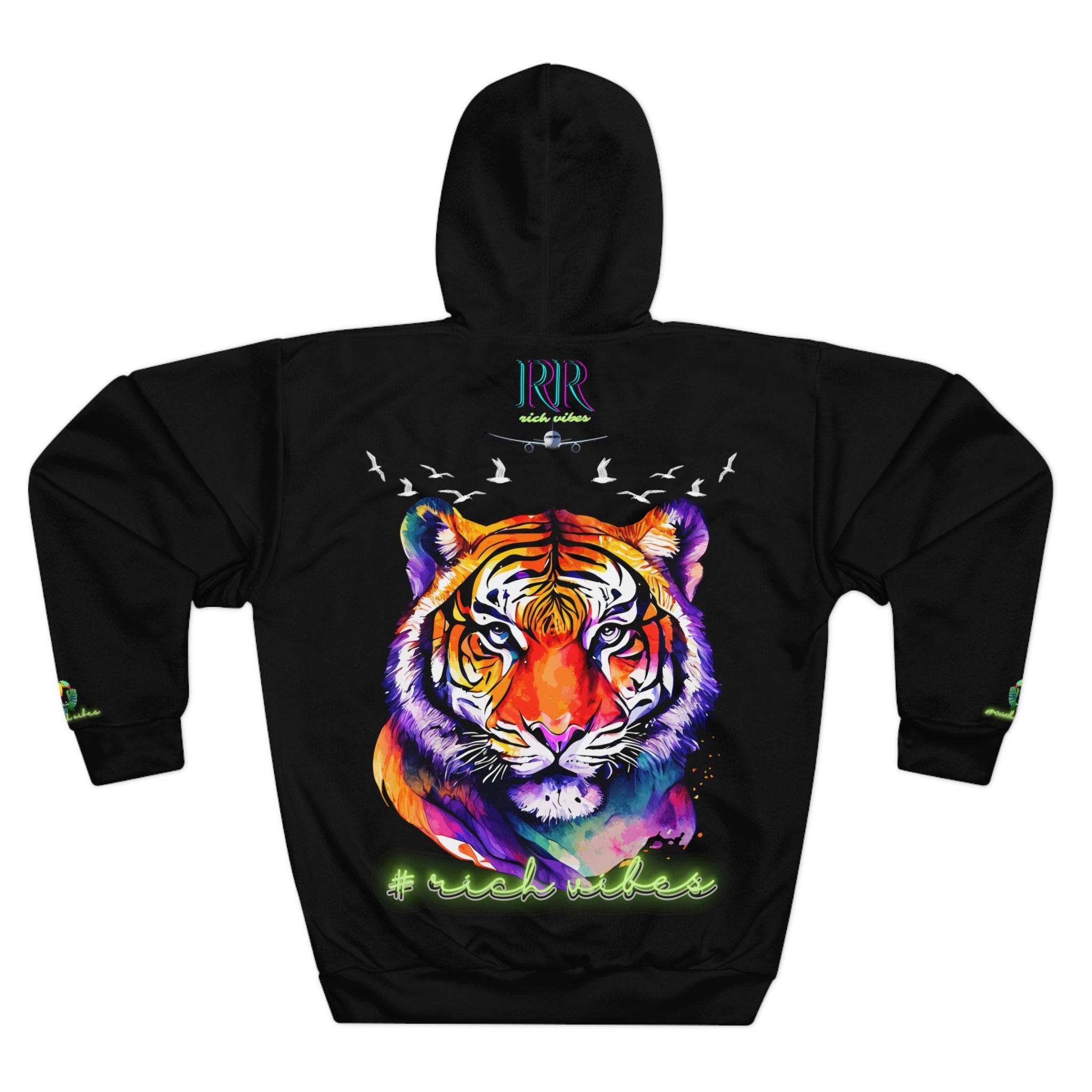 Rich Vibes Black Volt RR Tropical Jungle Tiger 1.0 - Unisex Pullover Hoodie (AOP)
