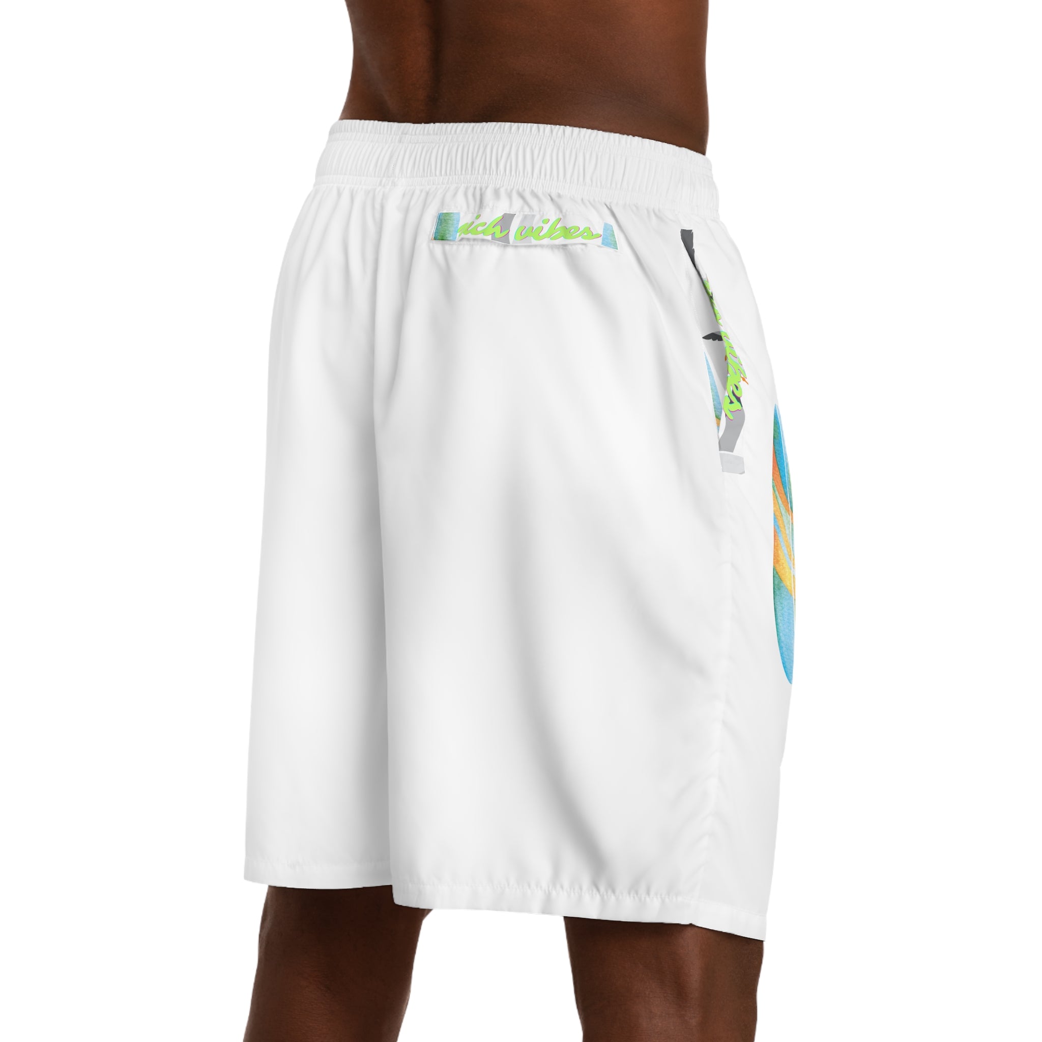 Rich Vibes Volt Seagull Blue Stripe Surf Board - Men's Jogger Shorts (AOP)White