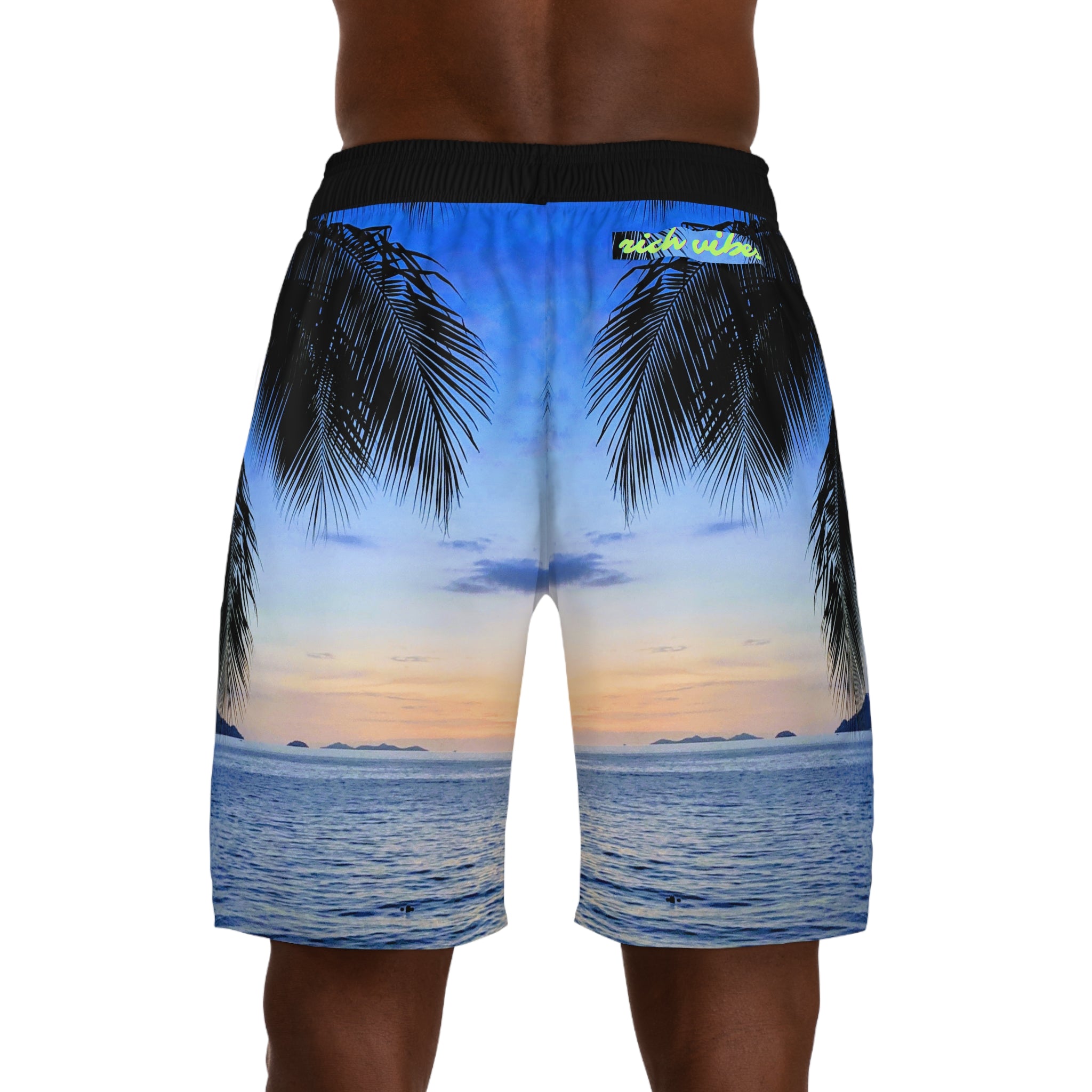 Rich Vibes Volt Blue Sky Sunset - Men's Jogger Shorts (AOP)Black