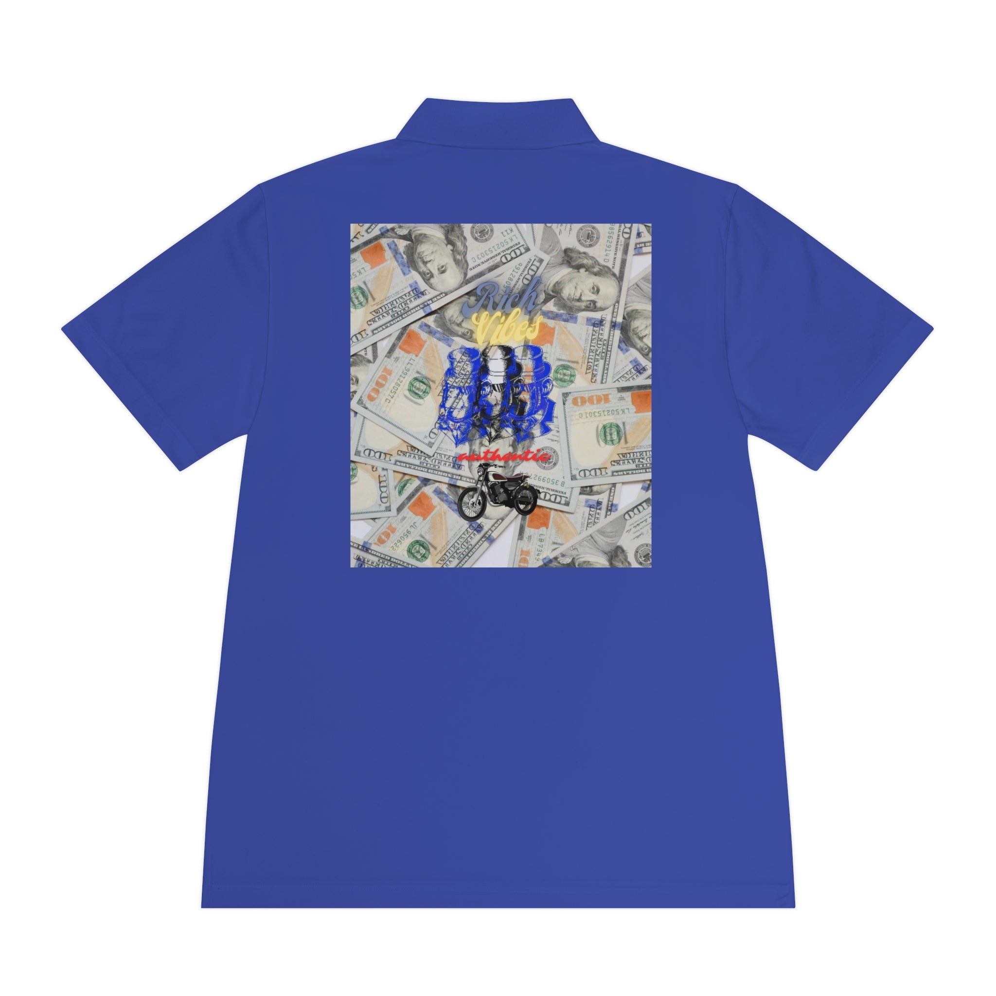 Rich Vibes Authentic Blue Ape 3 Stack Benjamin Franklin 3.0 - Men's Sport Polo Shirt
