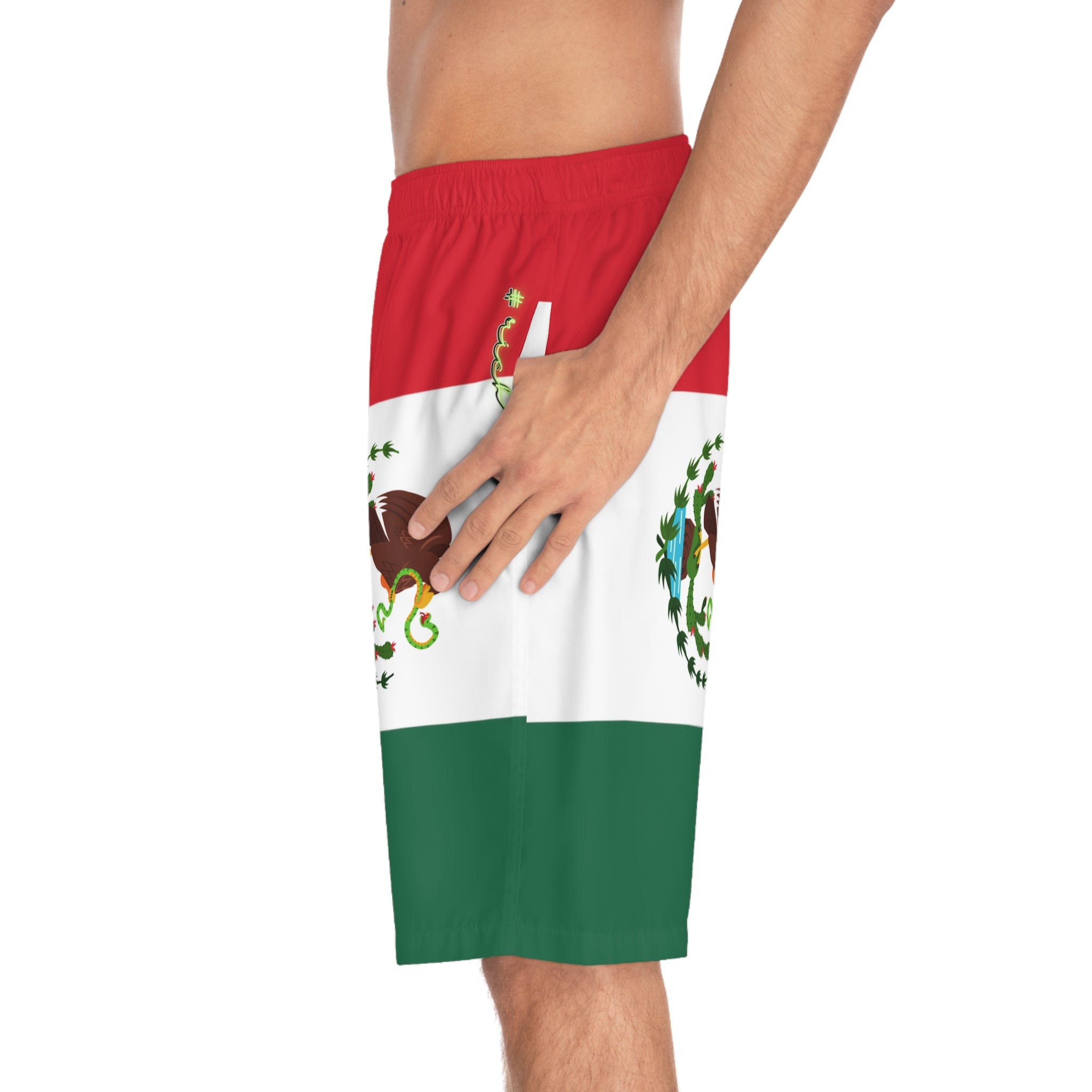 Rich Vibes RR Volt Mexican Flag Tiger Shield 1.0 - Men's Board Shorts (AOP)