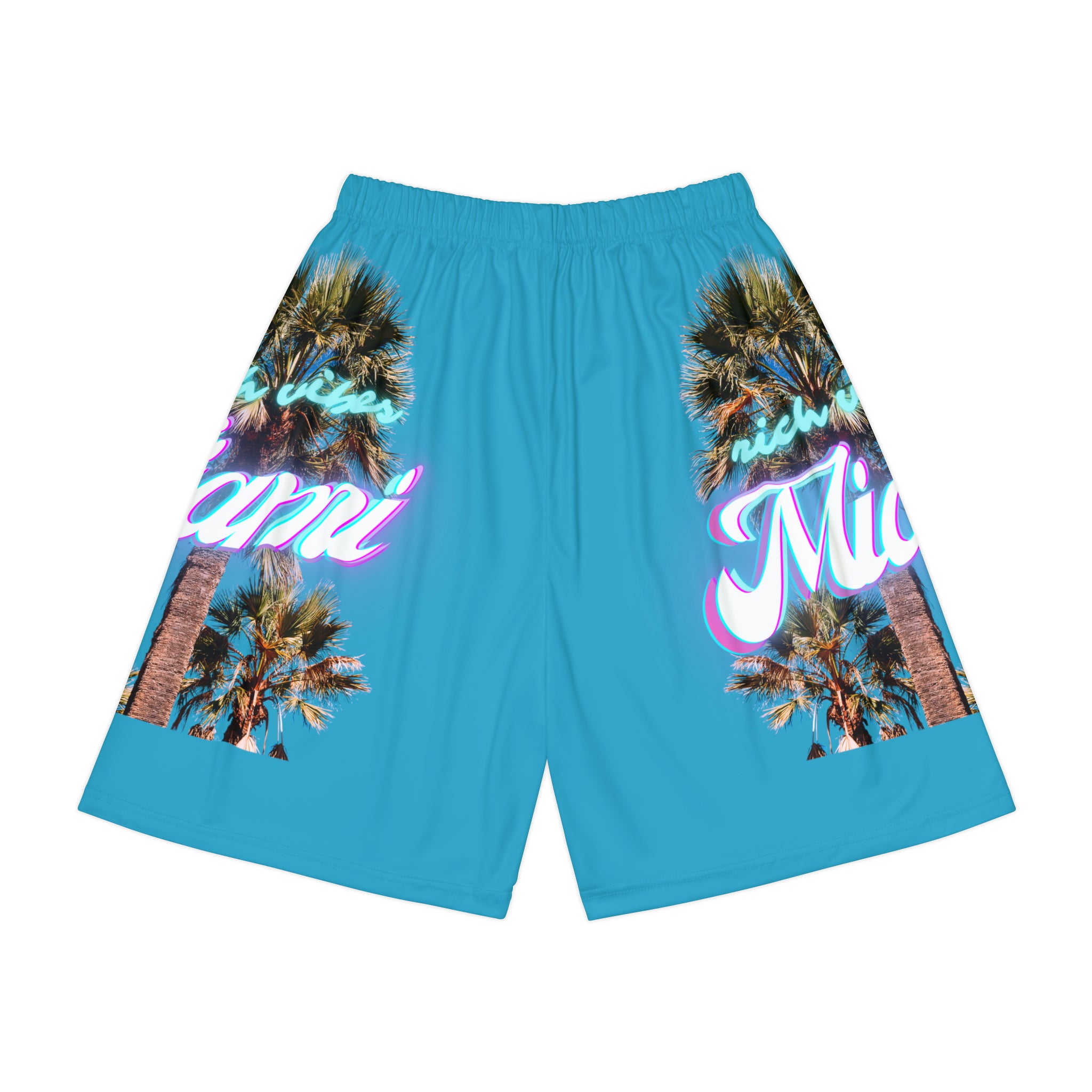 RV Rich Drip Miami Palm Tree Silhouette - Men’s Sports Shorts (AOP) Turquoise