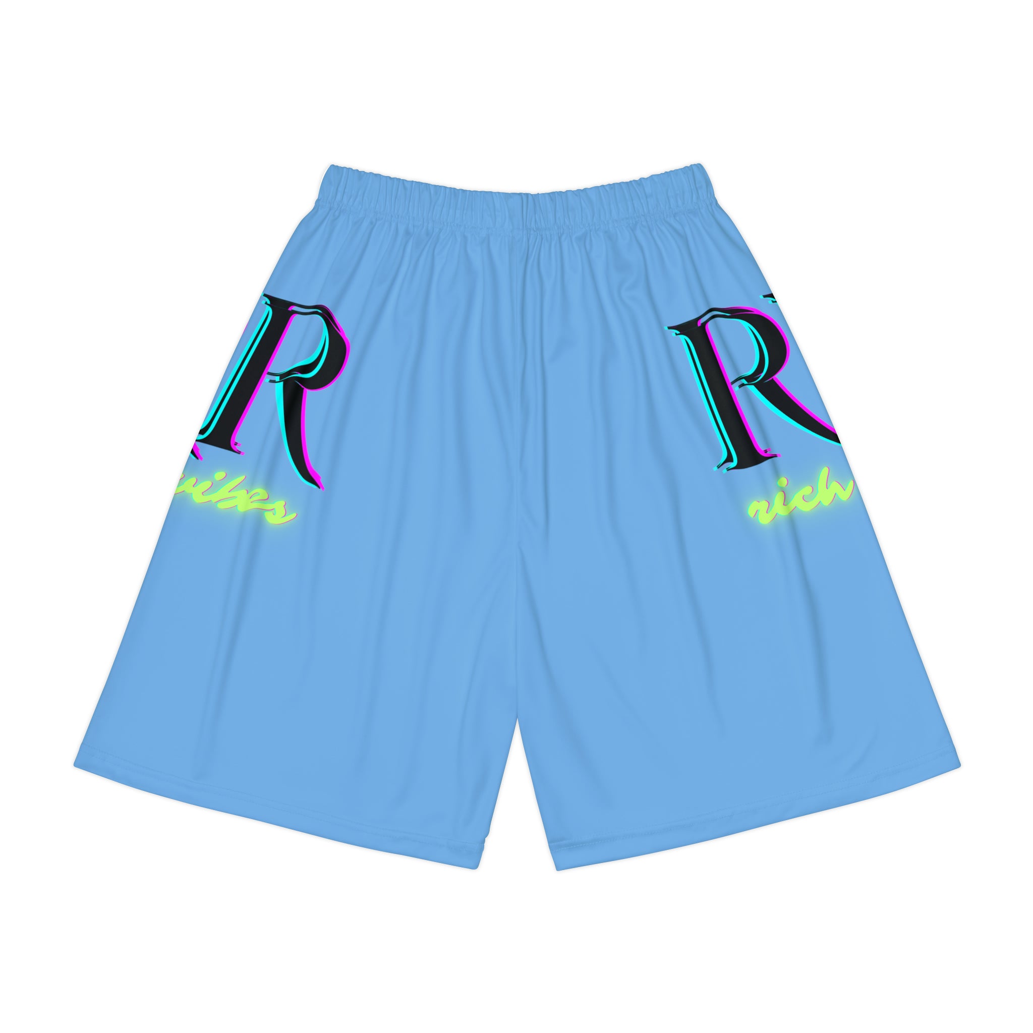 Rich Vibes RR RV Colorful Palm Tree Silhouette - Men’s Sports Shorts (AOP) Light Blue