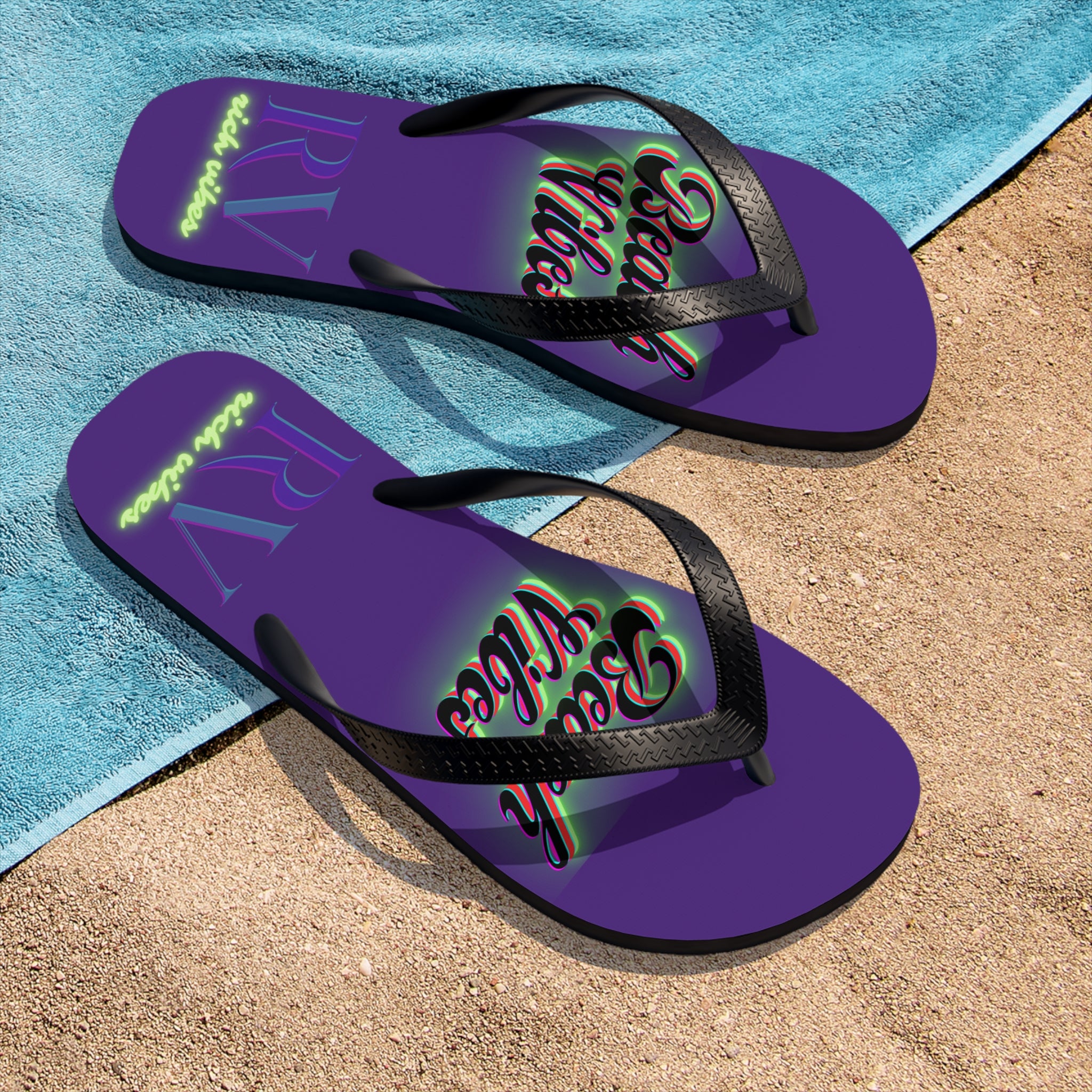 Rich Vibes RV Neon Beach Vibes - Unisex Flip-Flops - L