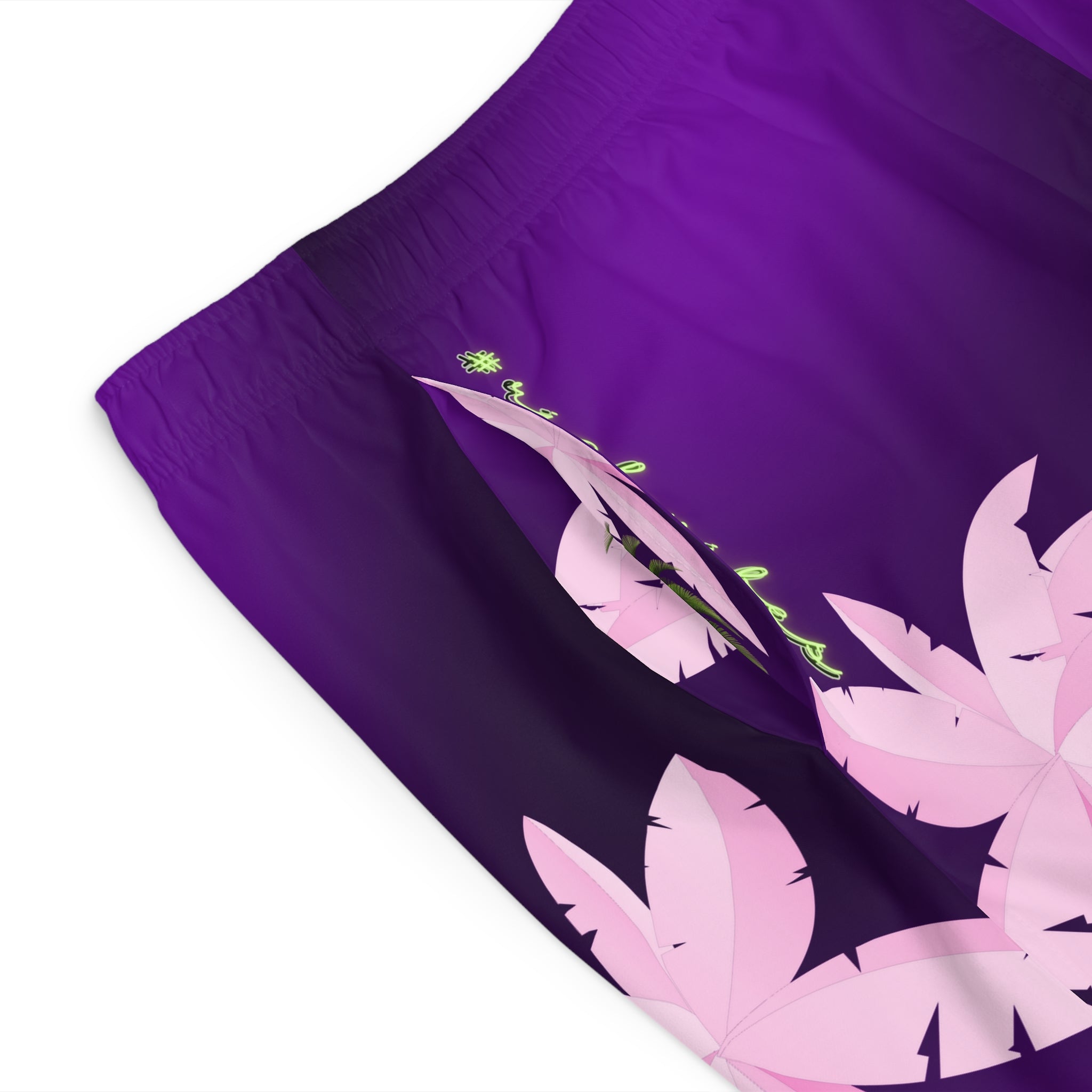 Rich Vibes Purple Tropical Pink Palm Tree Beach Chill Vibes 1.0 - Men's Board Shorts (AOP)
