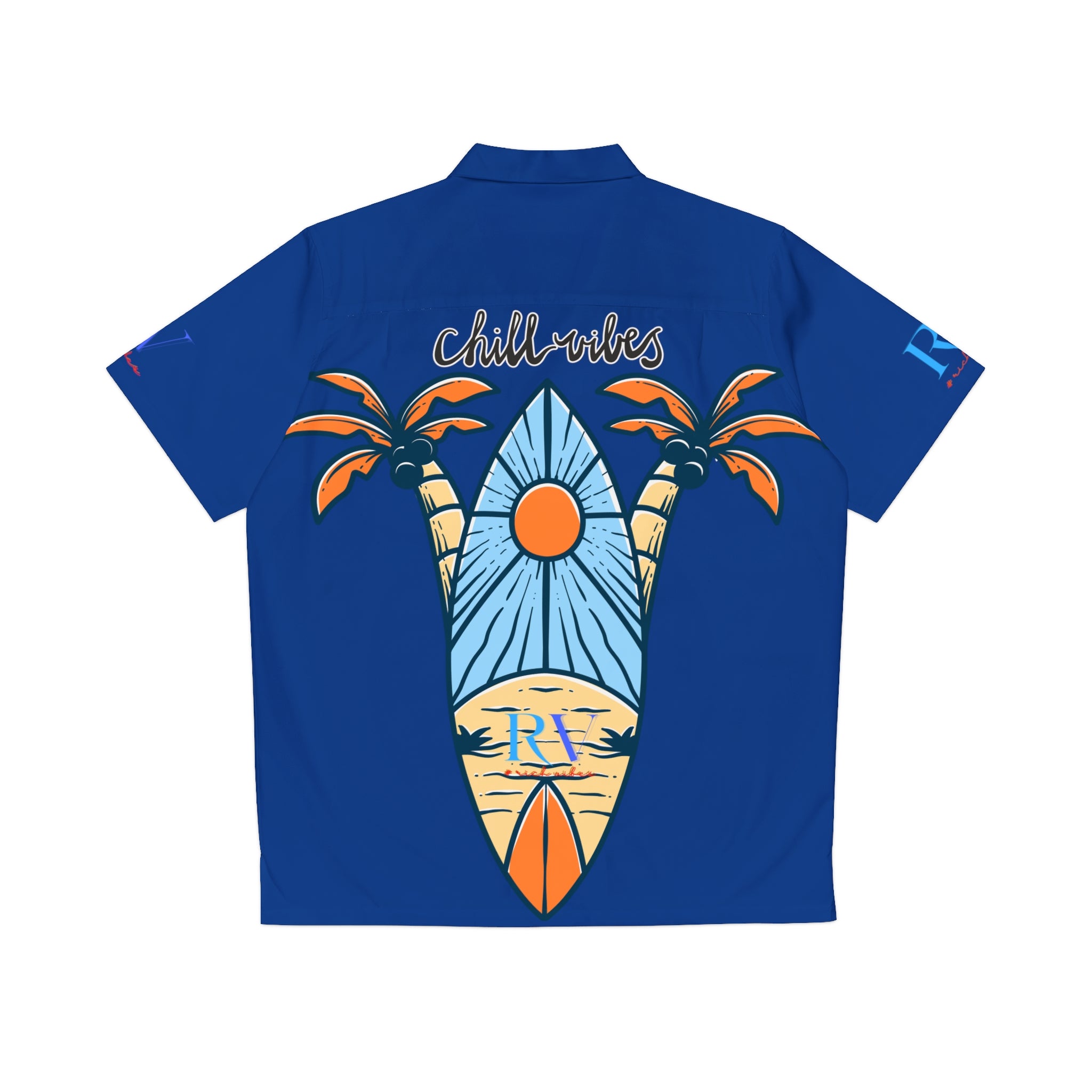 Rich Vibes RV Golfer's Love Chill Vibes - Men's Hawaiian Shirt (AOP)Royal Blue