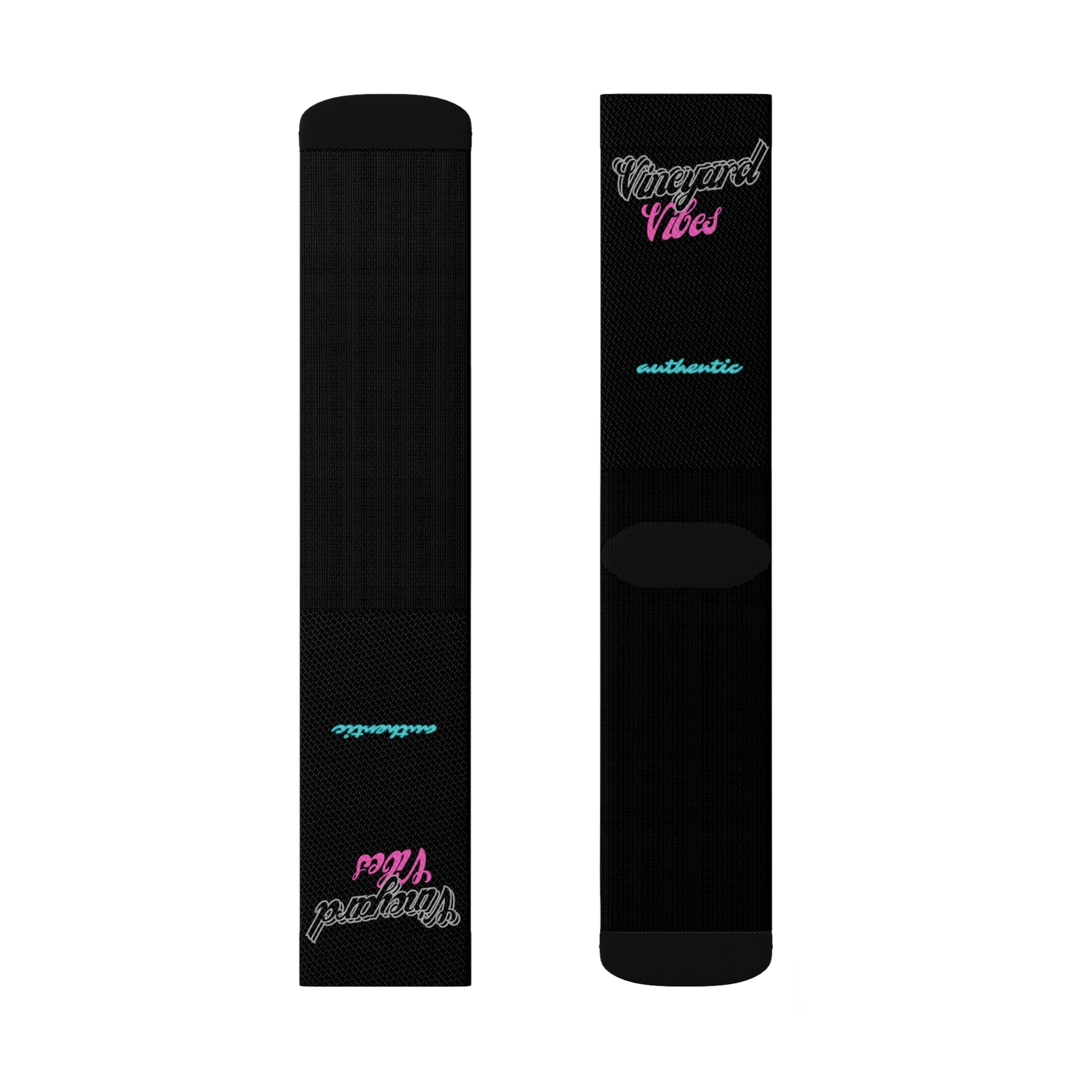 Vineyard Vibes Pink Silhouette Black - Sublimation Socks