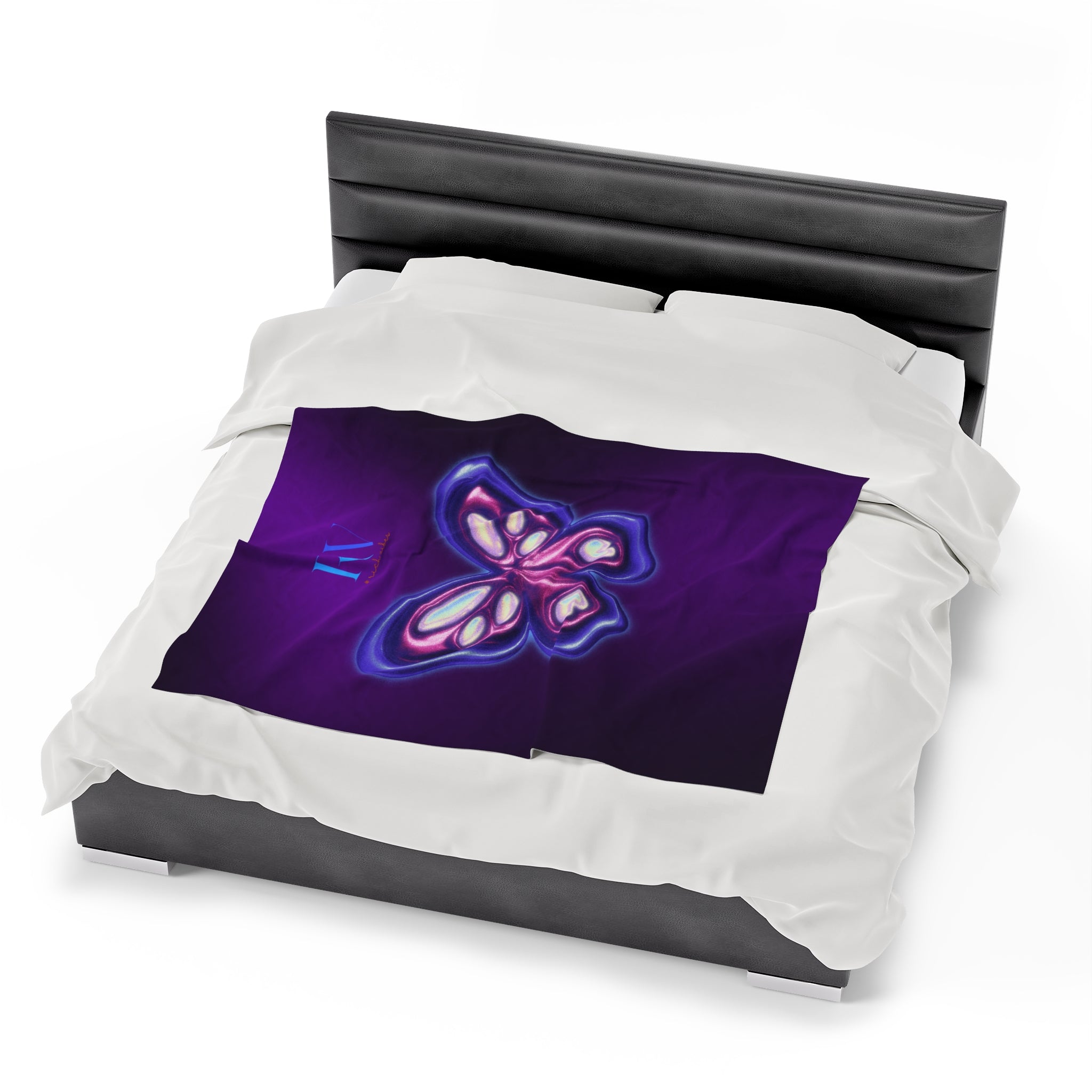 RV Rich Vibes Purple ButterFly  - Velveteen Plush Blanket