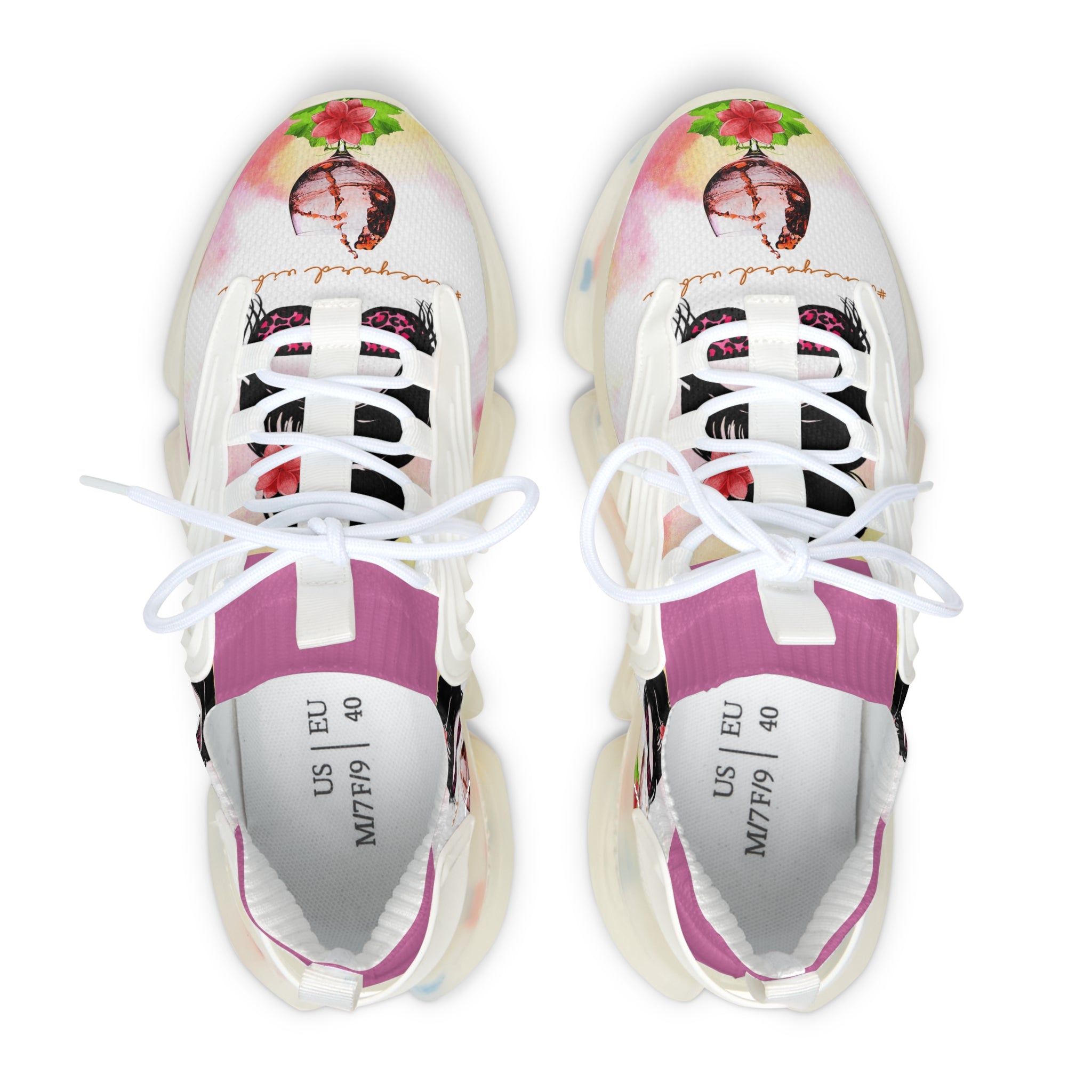 Vineyard Vibes Pink Water Color - Women's Mesh Sneakers