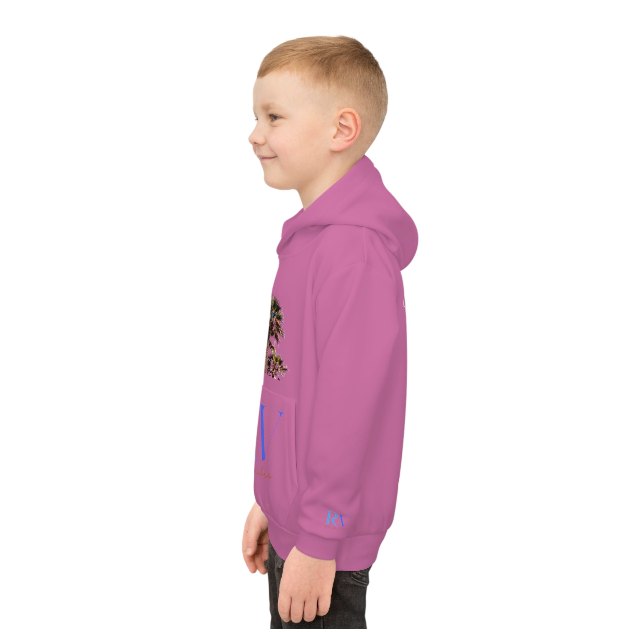 Rich Vibes Follow Your Dreams RV Color Palm Tree Light Pink-  Children's Hoodie (AOP)