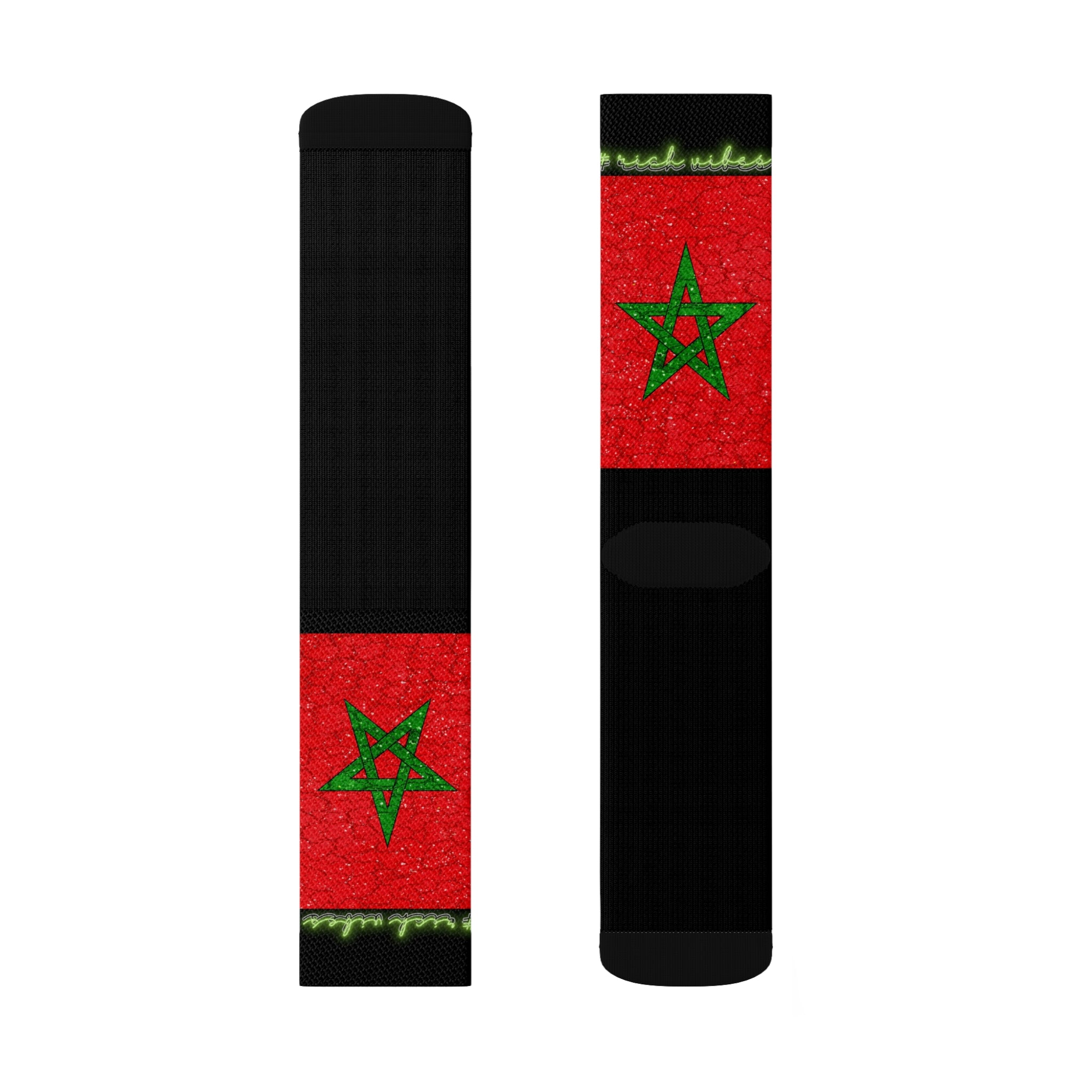 Rich Vibes Volt Moroco Grunge Flag Black - Sublimation Socks