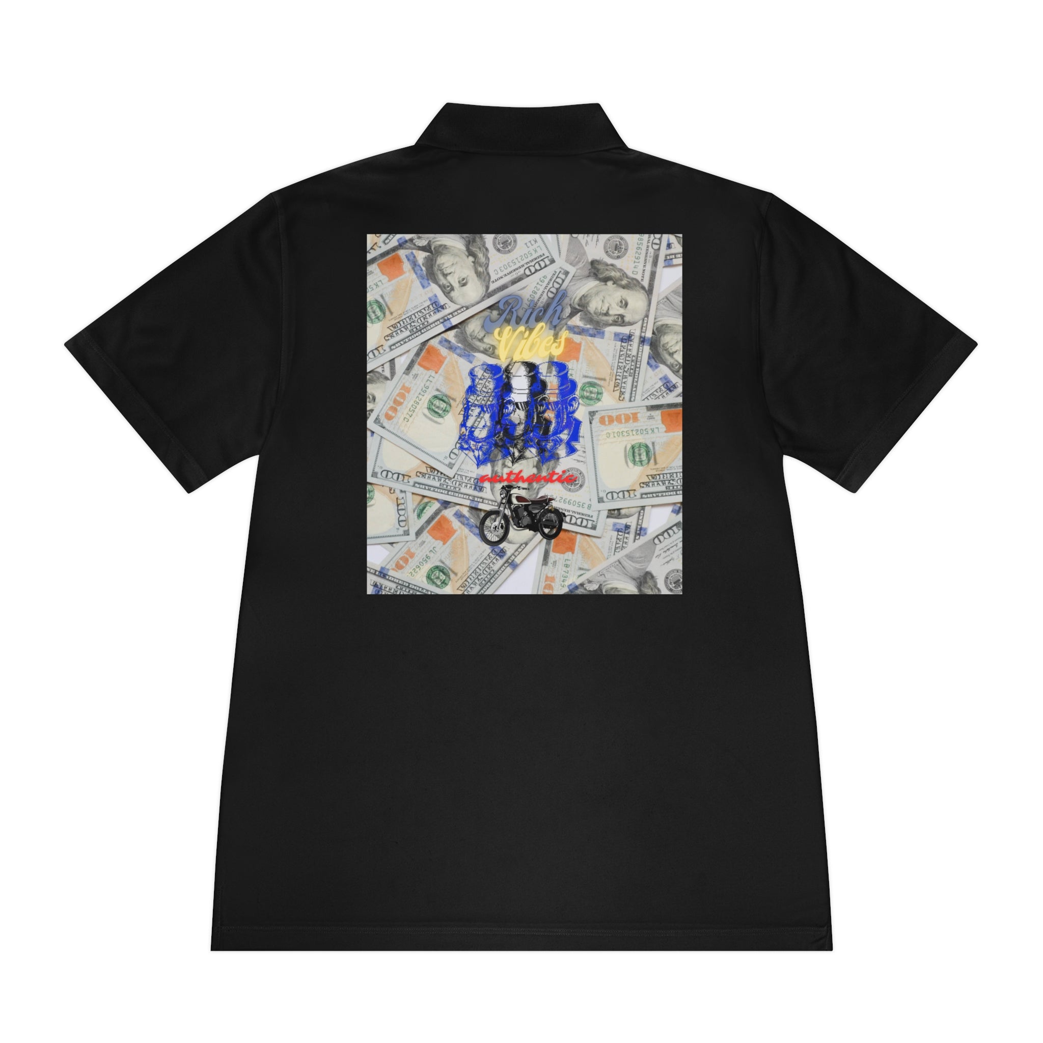 Rich Vibes Authentic Blue Ape 3 Stack Benjamin Franklin 3.0 - Men's Sport Polo Shirt