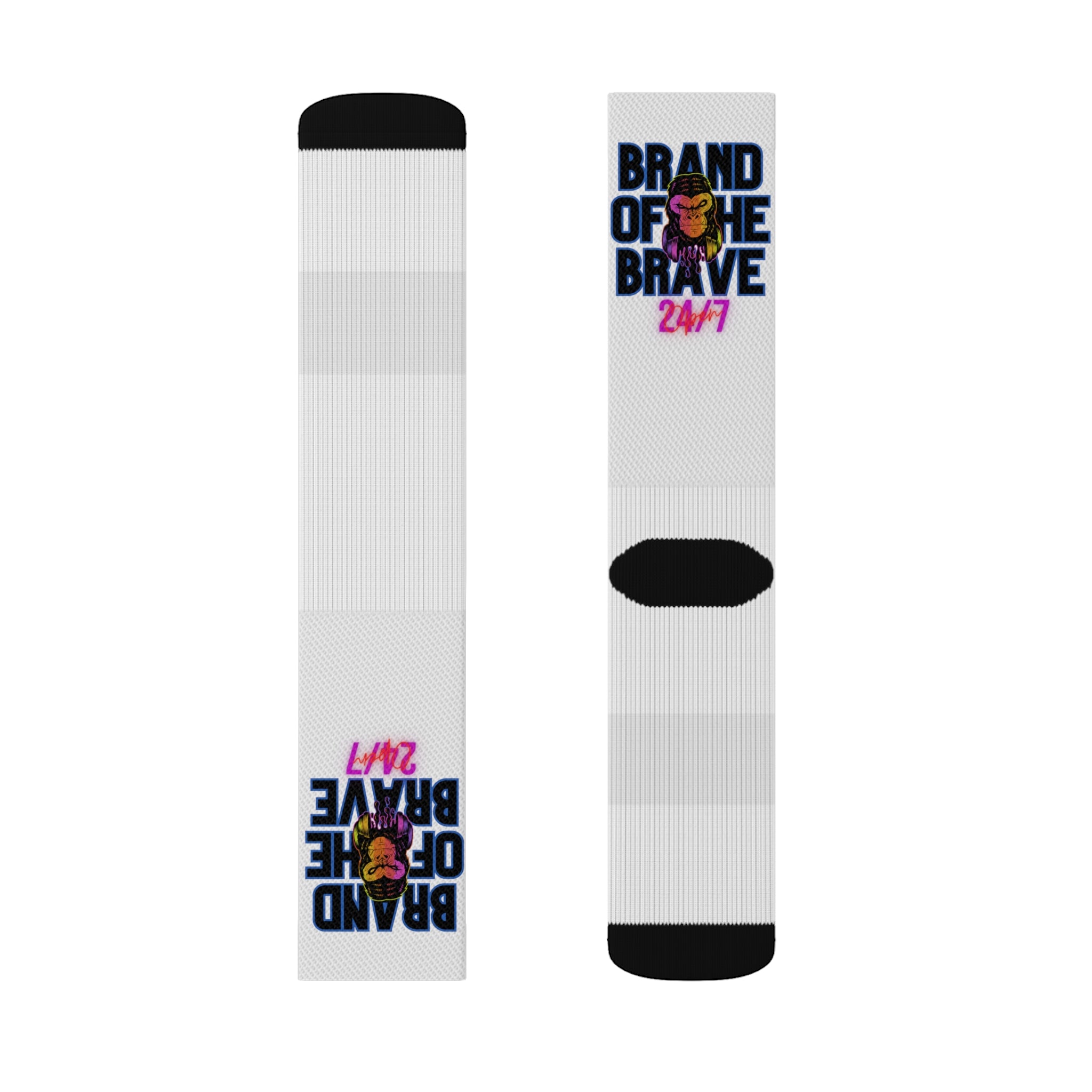 Rich Vibes Brand Of The Brave White - Sublimation Socks