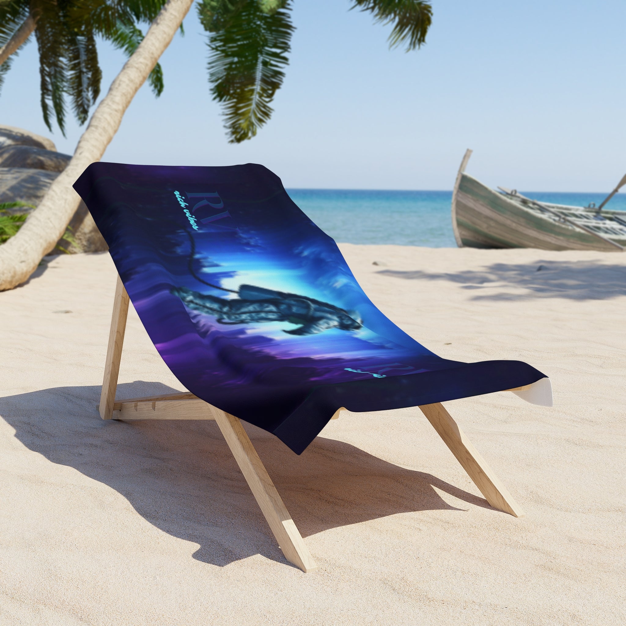 Rich Vibes RV Galaxy Astronaut  - Beach Towel - Black