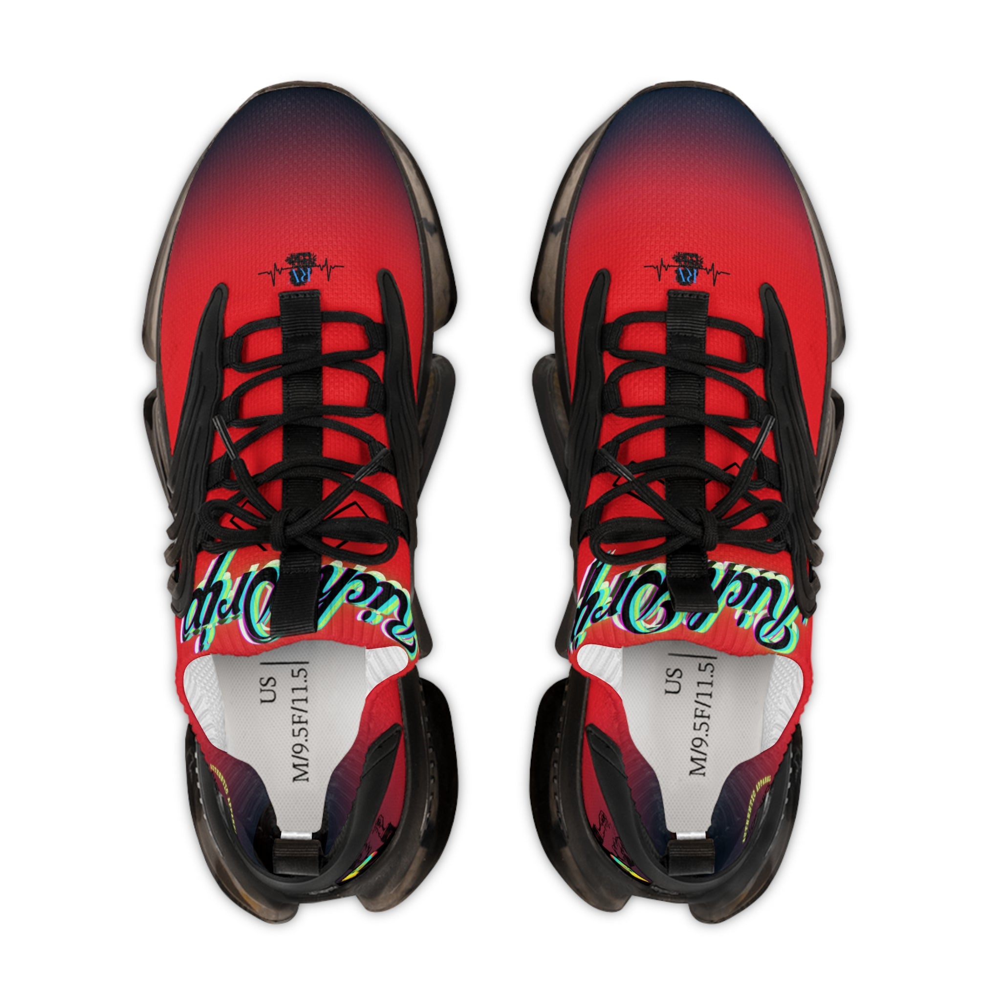 RV5 Pulse Tropicana Blood Orange Neon Green Glow Logo - Men's Mesh Sneakers White