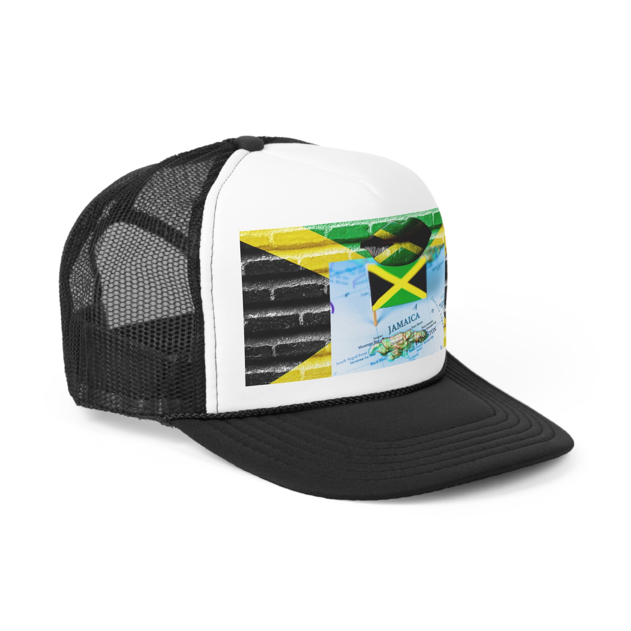 Rich Vibes Jamaica Flag Lips on the Map - Trucker Hat
