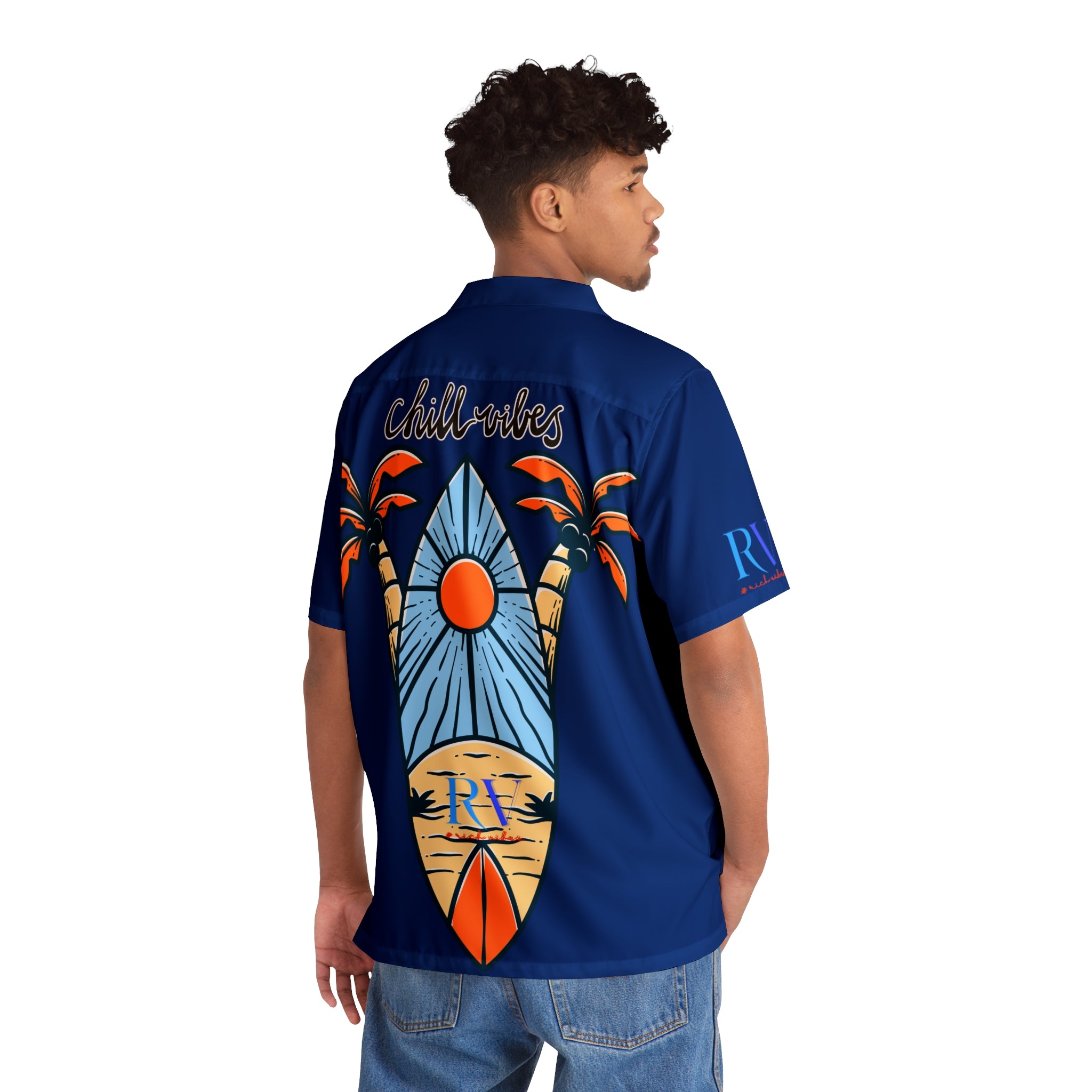 Rich Vibes RV Golfer's Love Chill Vibes - Men's Hawaiian Shirt (AOP)Royal Blue