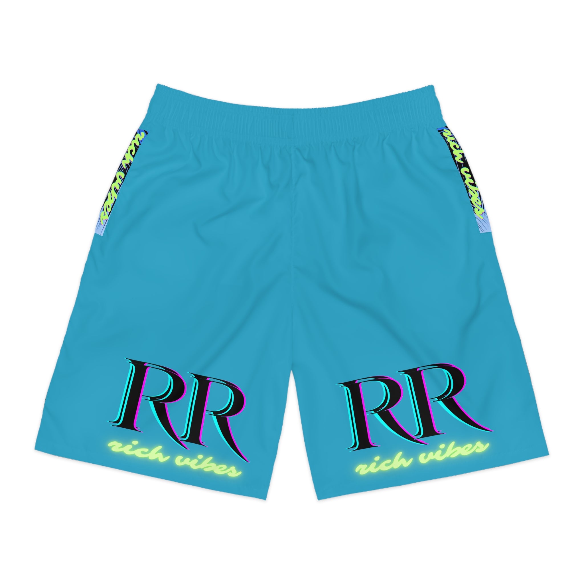 Rich Vibes Volt RR Blue Sky Stripe - Men's Jogger Shorts (AOP)Turquoise