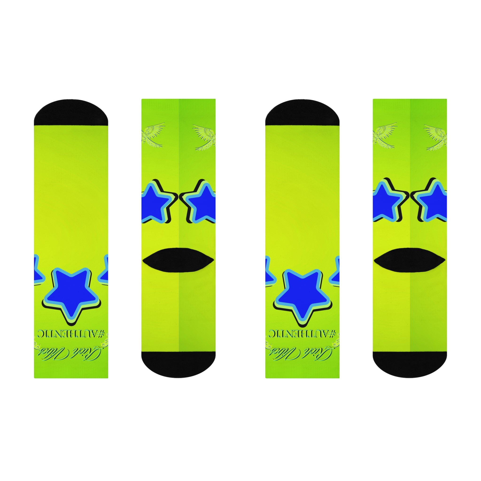 Rich Vibes Authentic Volt Blue Stars - Cushioned Crew Socks (Volt Green)
