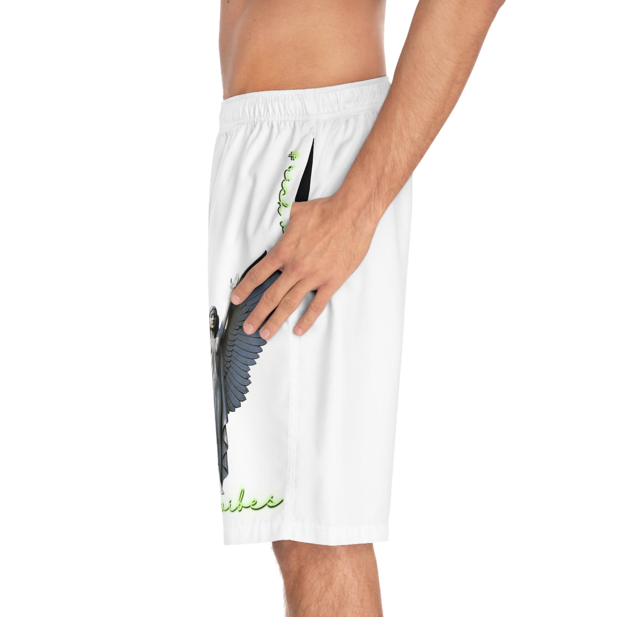 Rich Vibes Volt Brand Of The Brave ARCH Angel Shield White - Men's Board Shorts (AOP)