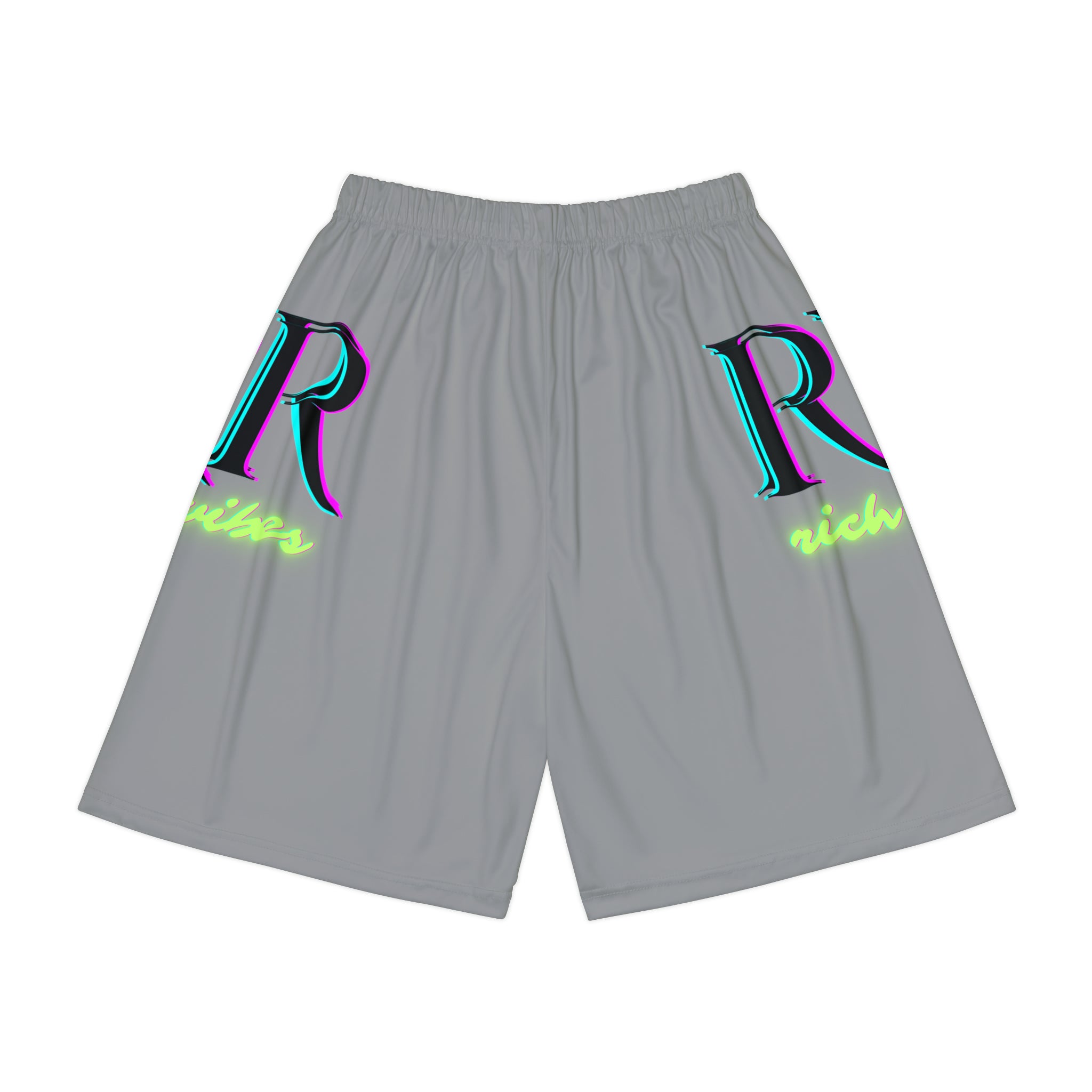 Rich Vibes RR RV Colorful Palm Tree Silhouette - Men’s Sports Shorts (AOP) Grey