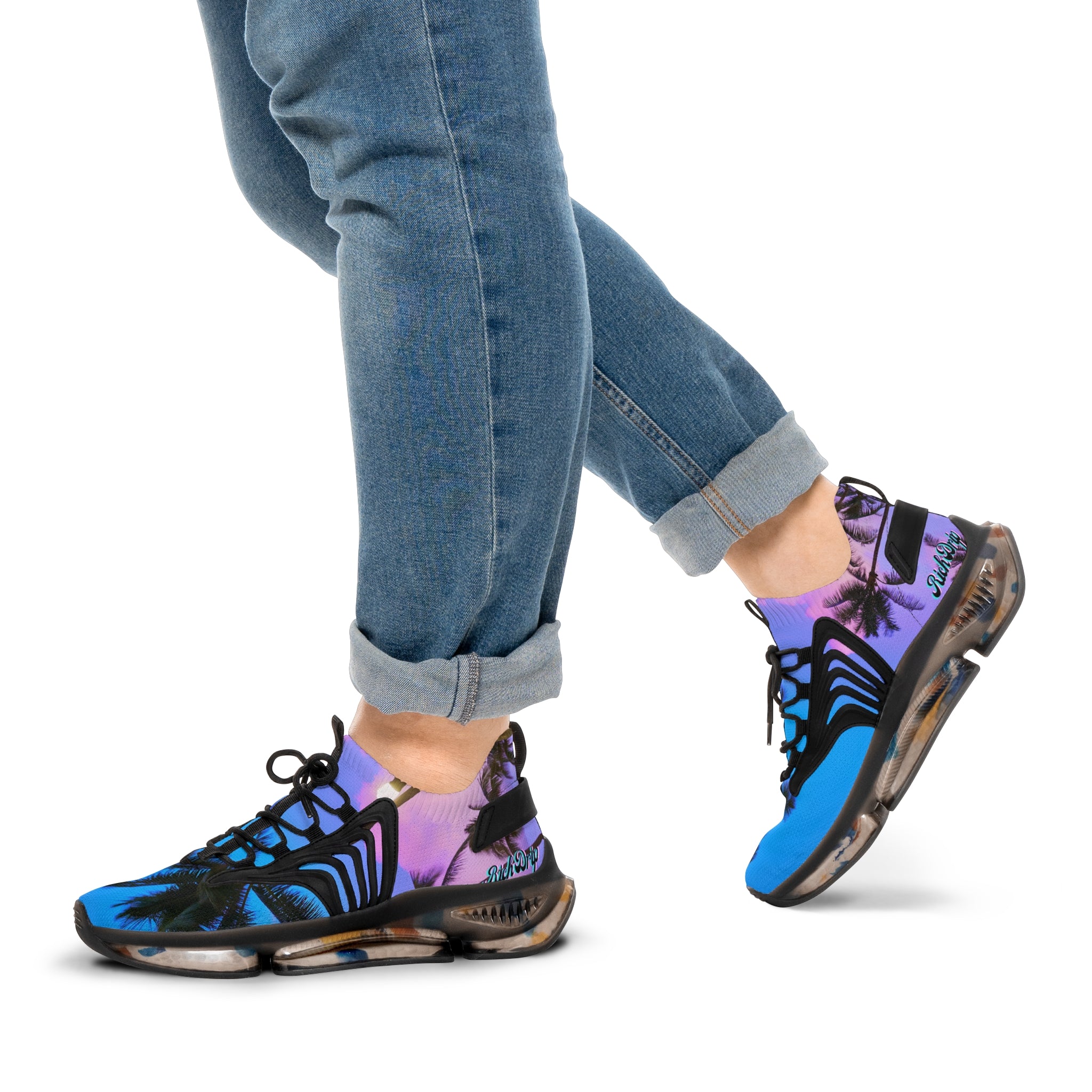 RV5 Pulse Rich Blue Purple Sunset Palm Tree 2.0 - Men's Mesh Sneakers