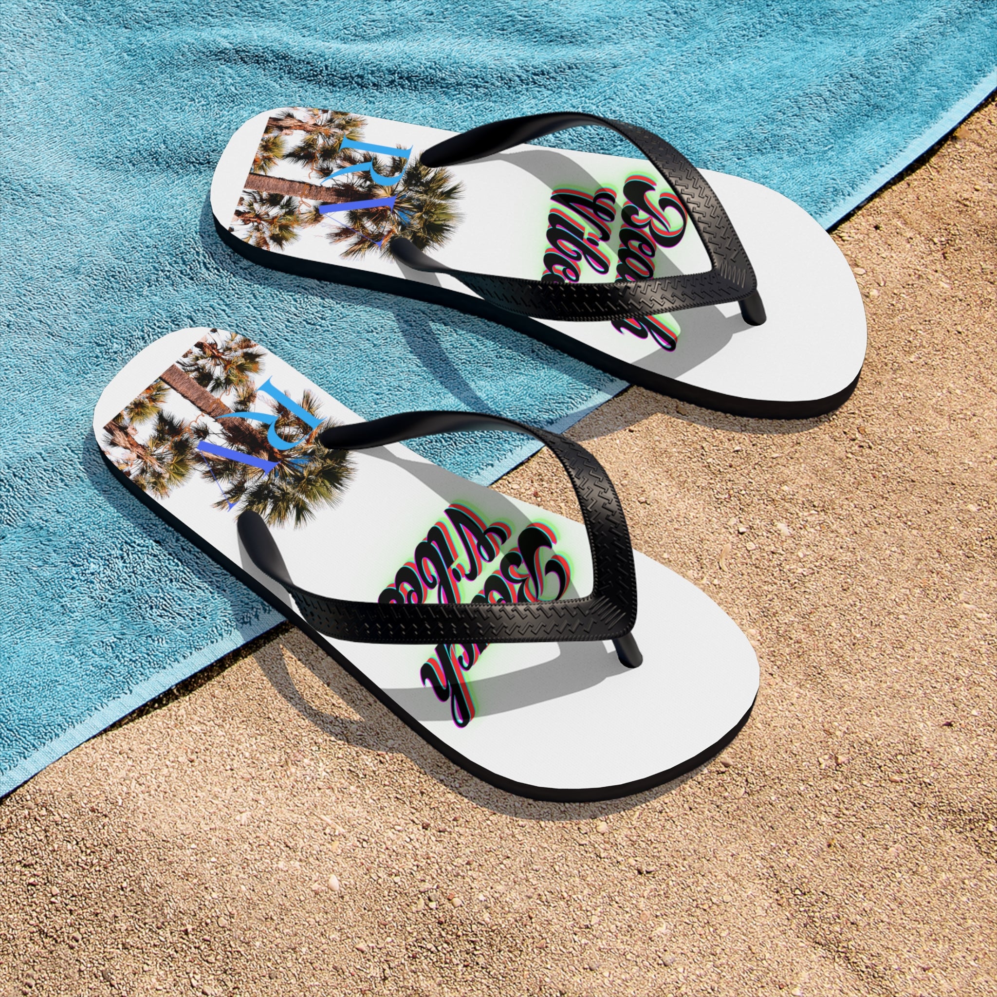 Rich Vibes RV Palm Tree Beach Vibes - Unisex Flip-Flops - S