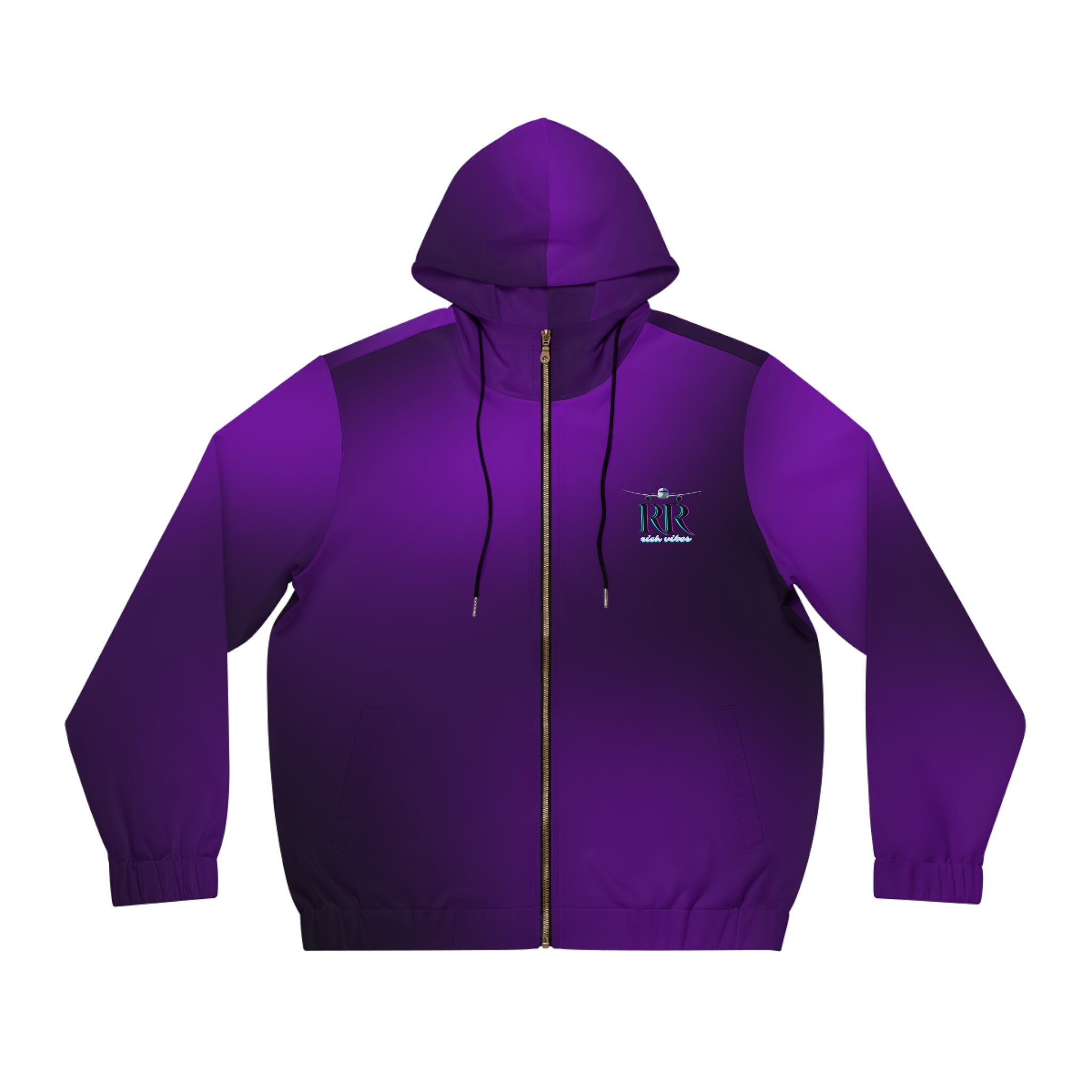 Rich Vibes RR Volt Purple Tropical Beach Bird 1.5 - Men's Full-Zip Hoodie (AOP)