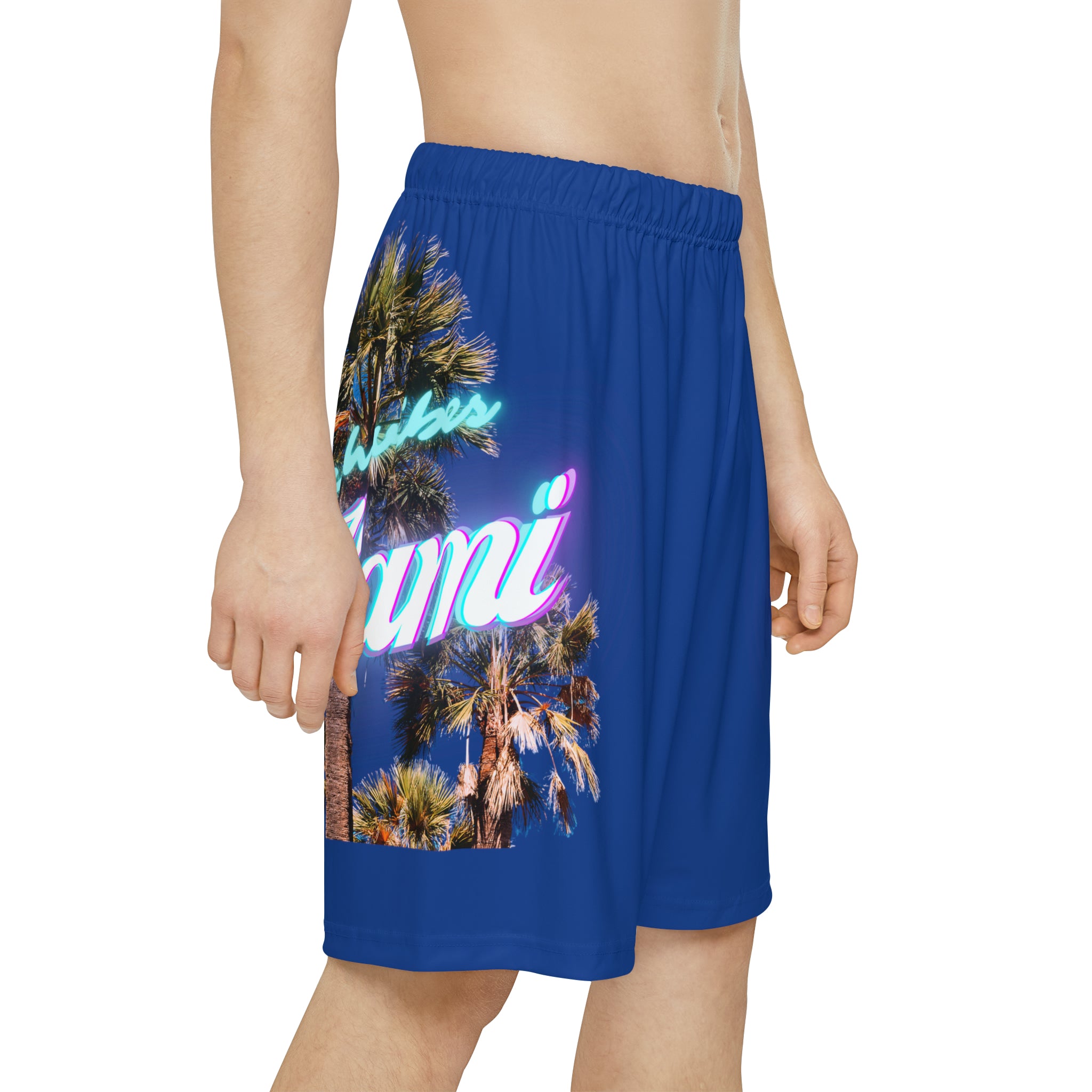 RV Rich Drip Miami Palm Tree Silhouette - Men’s Sports Shorts (AOP) Royal Blue