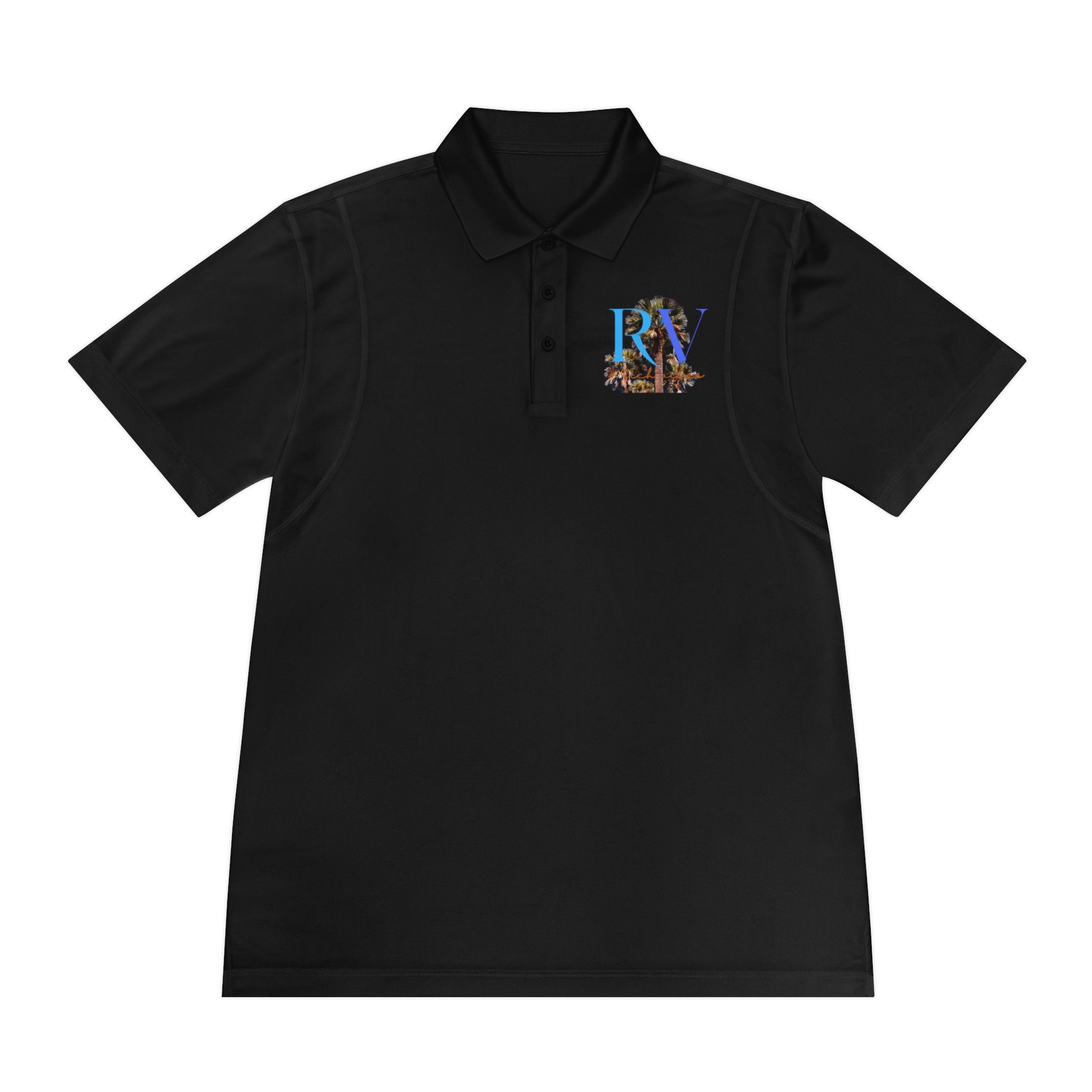 Rich Vibes Palm Trees RV Logo Blue Skies - Men's Sport Polo Shirt