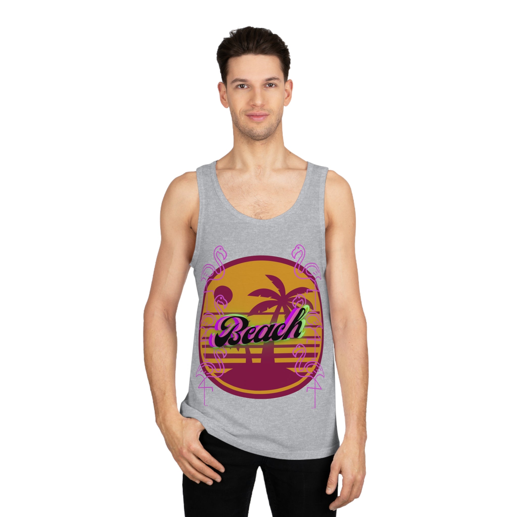 Beach Flamingo Sunset Softstyle™ Tank Top