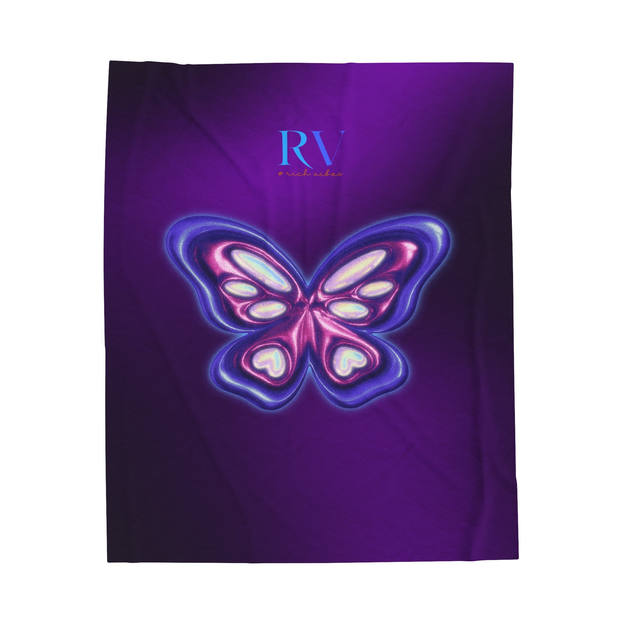 RV Rich Vibes Purple ButterFly  - Velveteen Plush Blanket