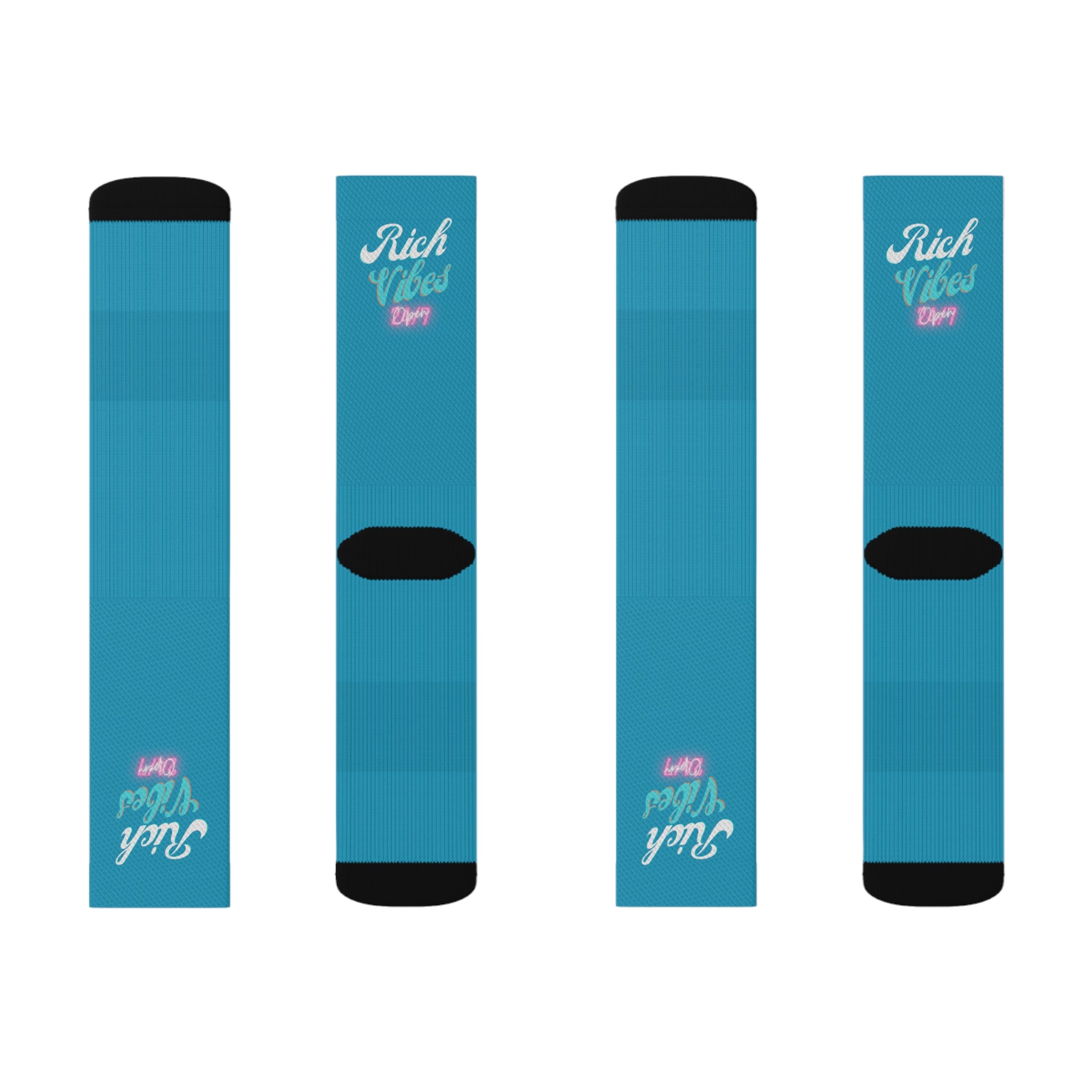 Rich Vibes Miami Colorway Turquoise - Sublimation Socks
