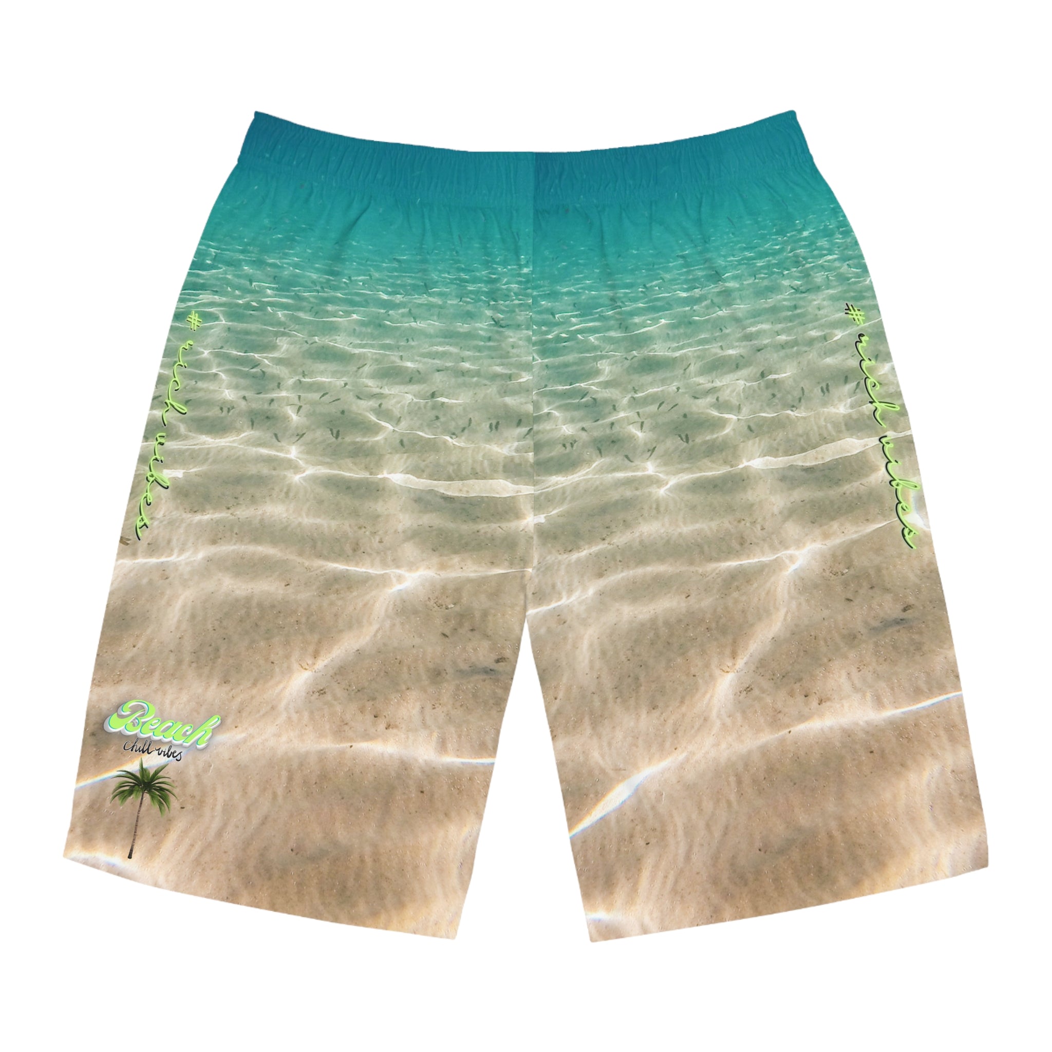 Rich Vibes Sea Green Beach Chill Vibes RV1.0 - Men's Board Shorts (AOP)