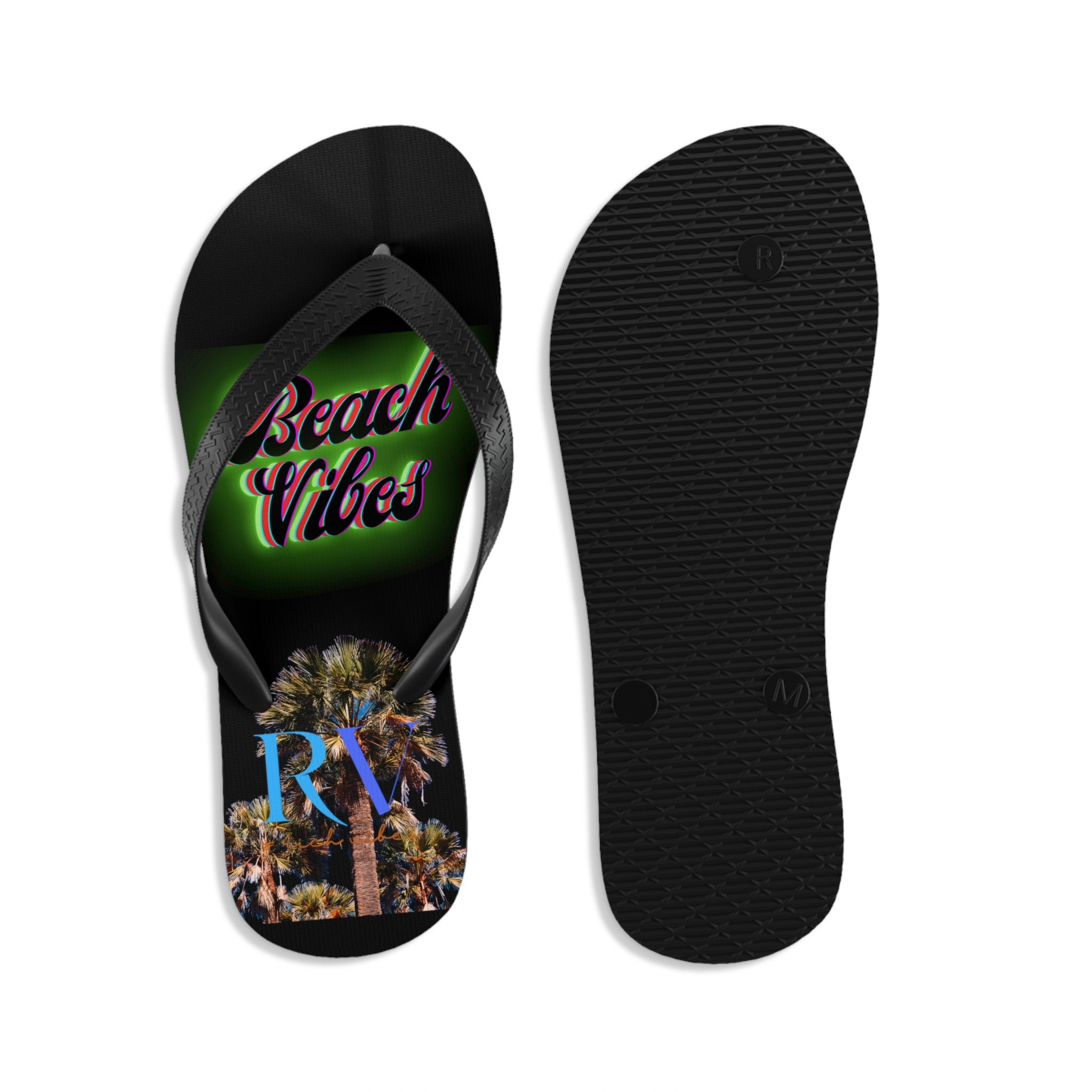 Rich Vibes RV Palm Tree Beach Vibes - Unisex Flip-Flops - M