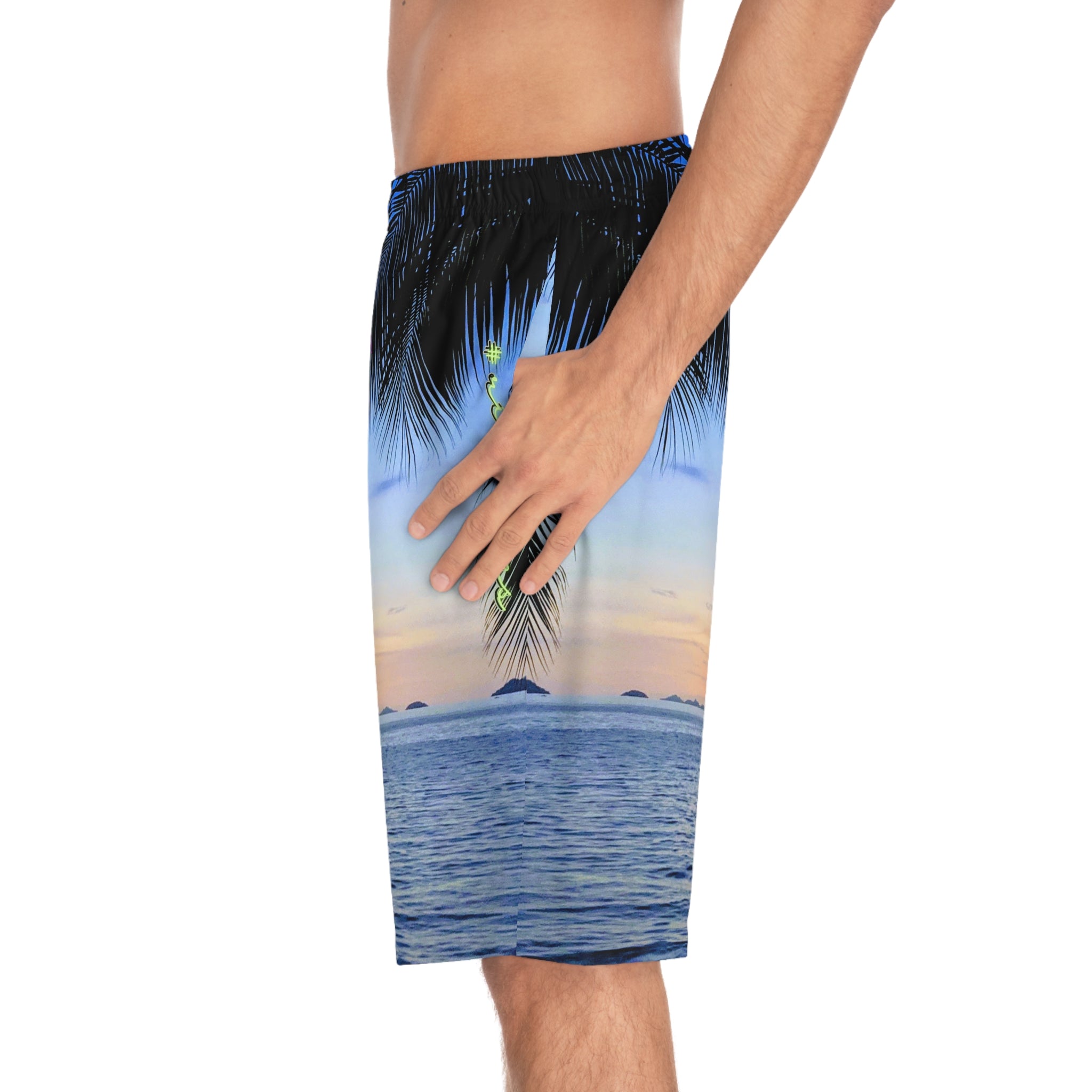 Rich Vibes Sky Blue Sunset Beach Chill Vibes - Men's Board Shorts (AOP)