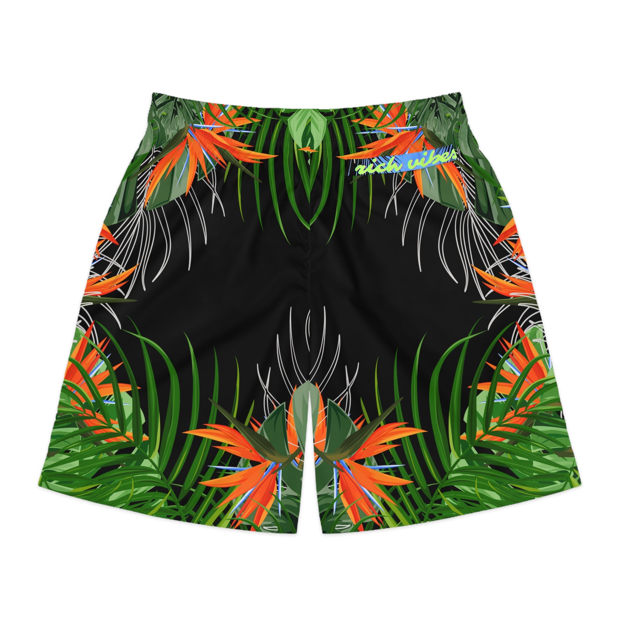 Rich Vibes Volt Black Tropical Jungle Print - Men's Jogger Shorts (AOP)Black