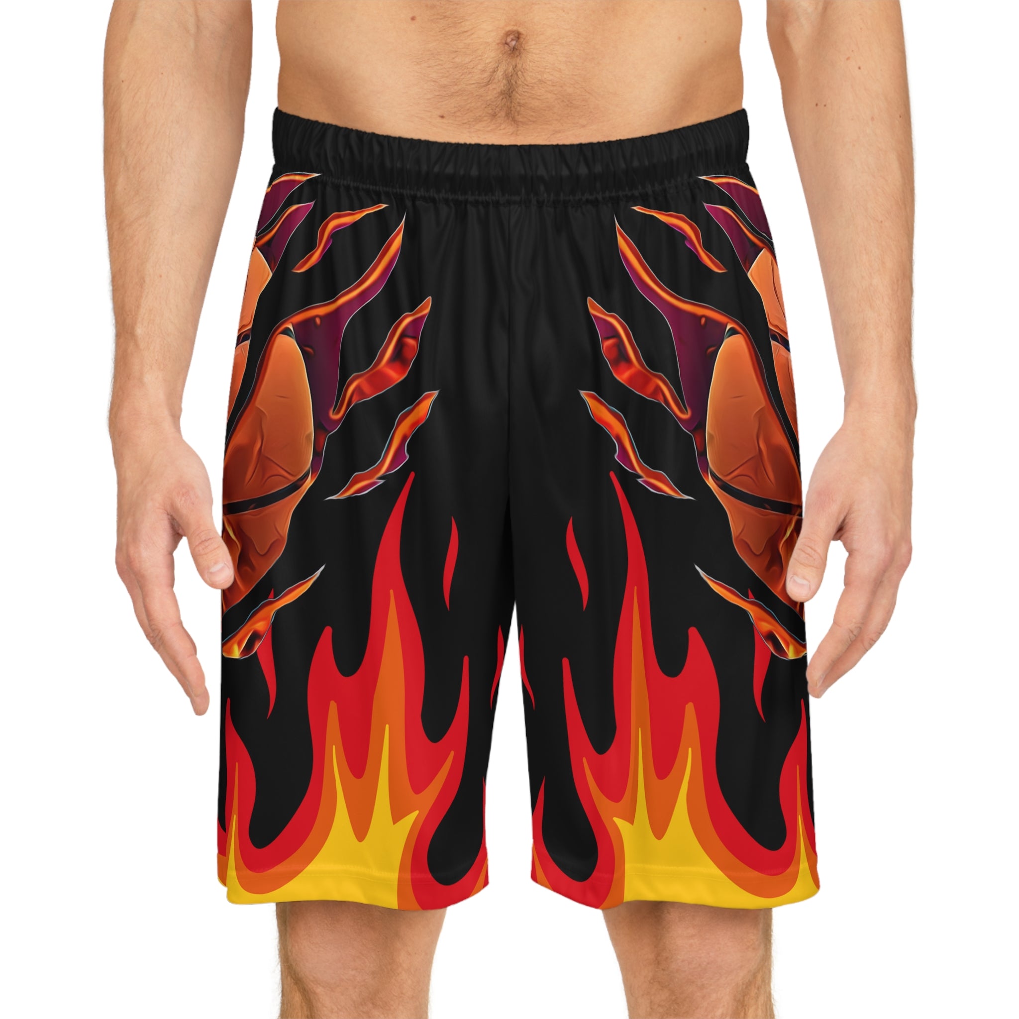Fire Flames B-Ball through the fire - Basketball Shorts (AOP)