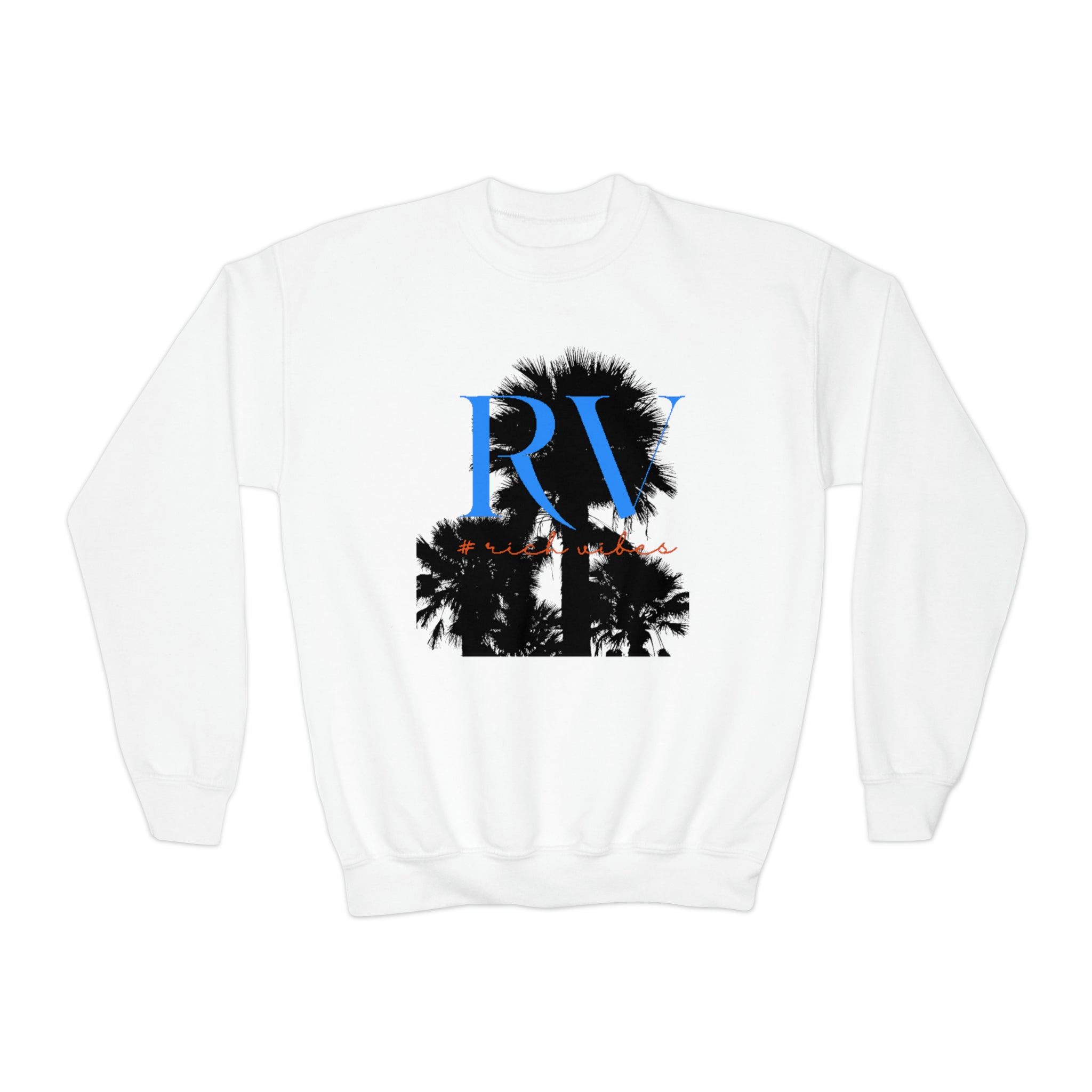 Rich Vibes RV Palm Tree - Youth Crewneck Sweatshirt