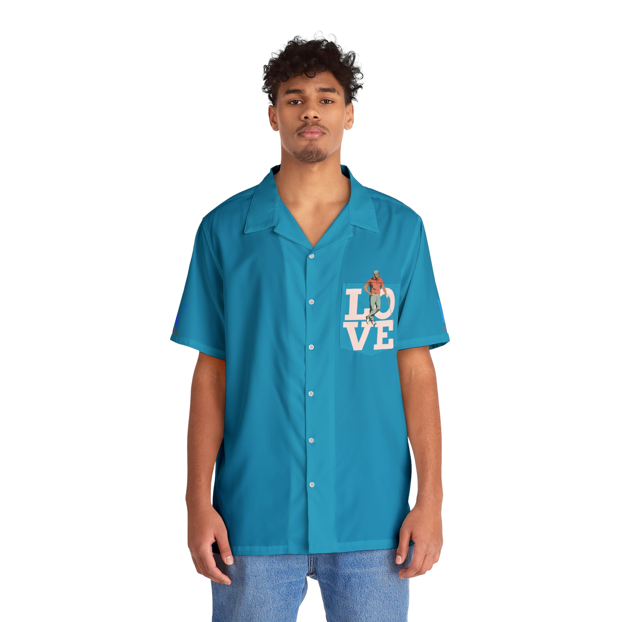 Rich Vibes RV Golfer's Love Chill Vibes - Men's Hawaiian Shirt (AOP)Turquoise
